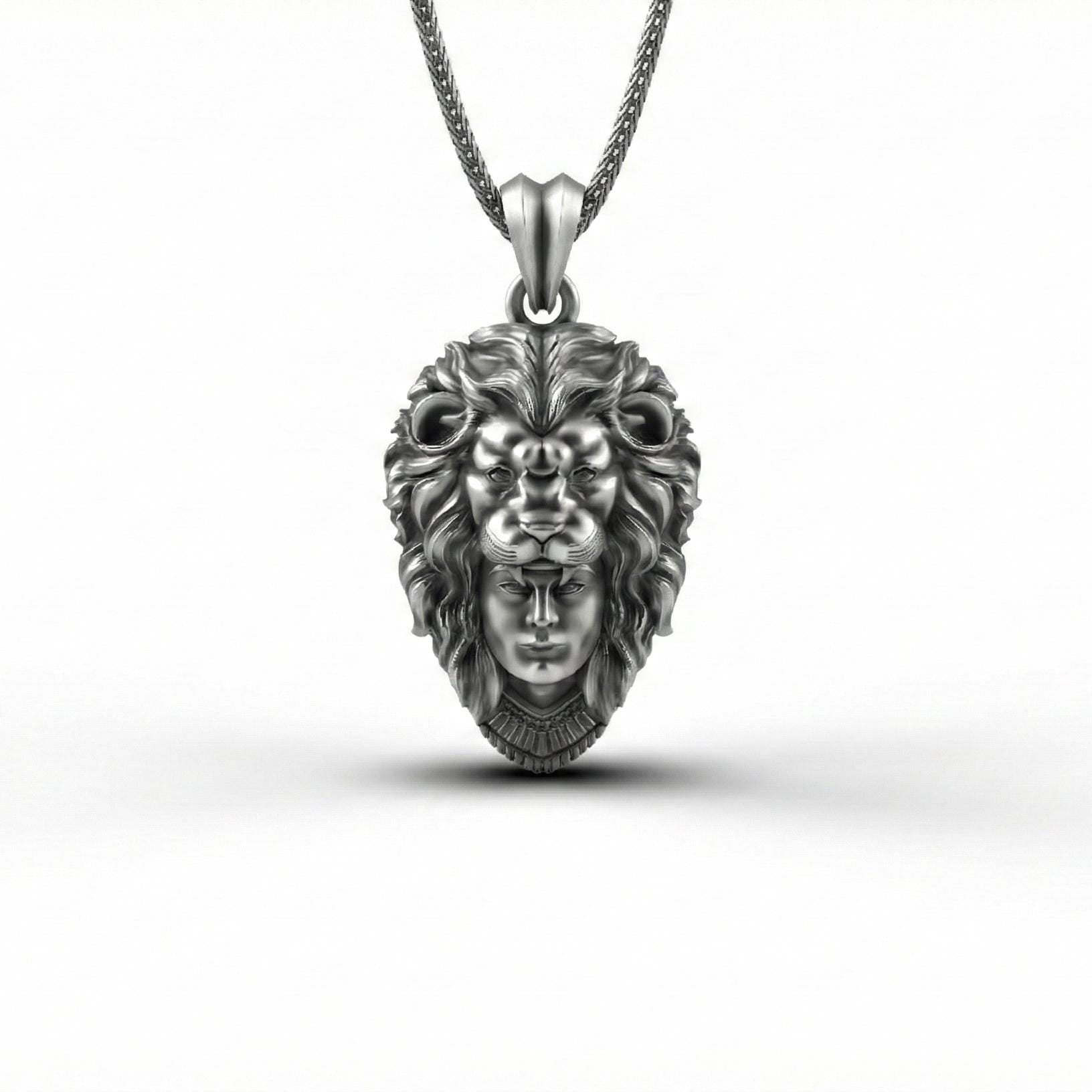 Aslan Başı Takan Avcı Kolye Ucu, Oksitlenmiş Gümüş Takı