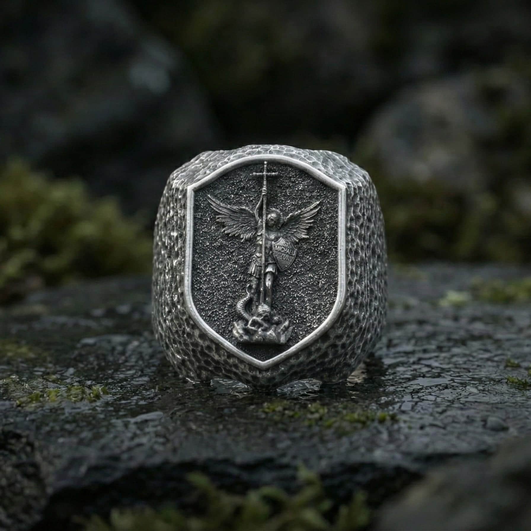 Aziz Mikail Mühür Yüzüğü – 925 Gümüş Dini Yüzük