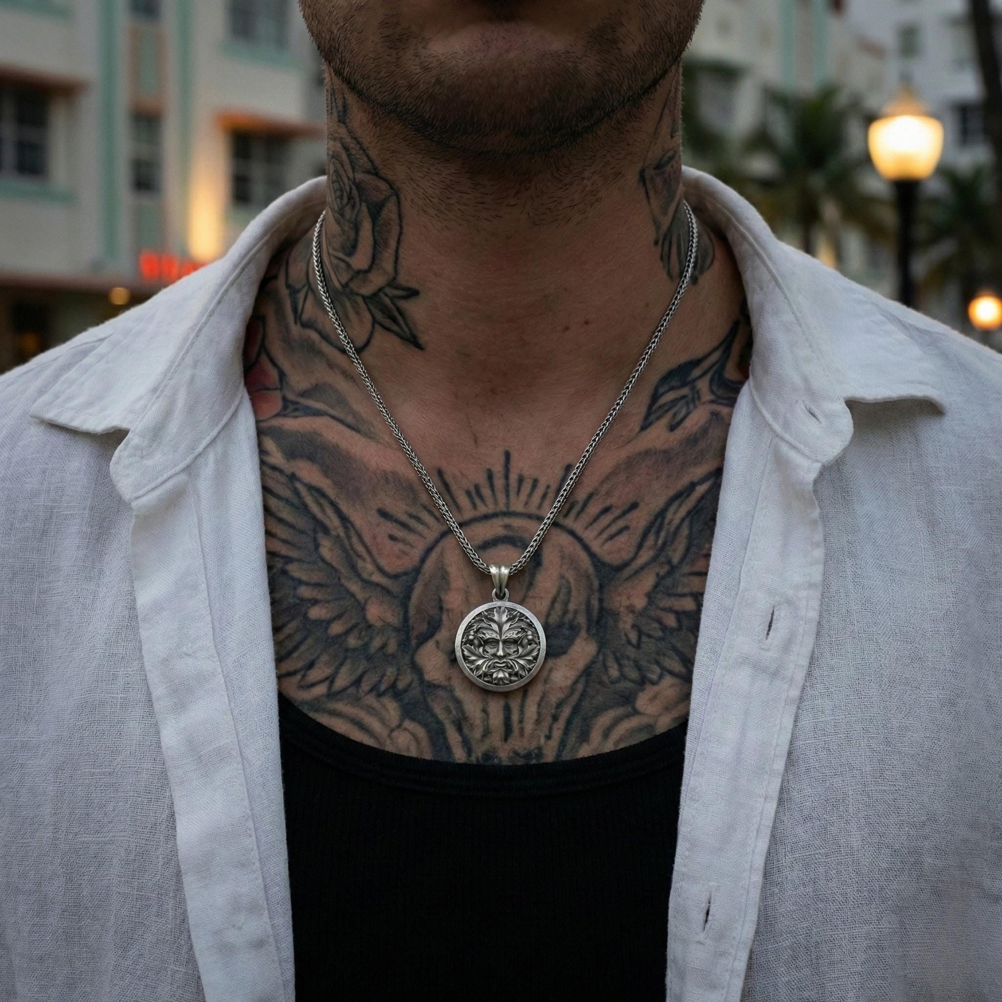 Oksitlenmiş Gümüş Yeşil Adam Orman Ruhu Kolye Ucu