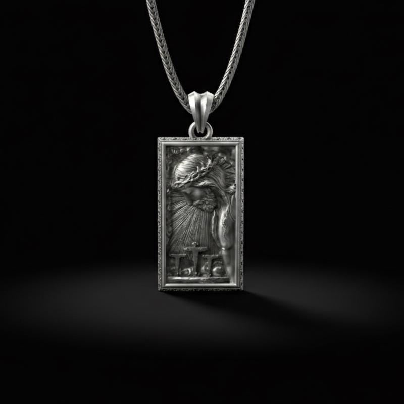 İsa Mesih Kolye Ucu, Oksitlenmiş Gümüş, Dini Takı