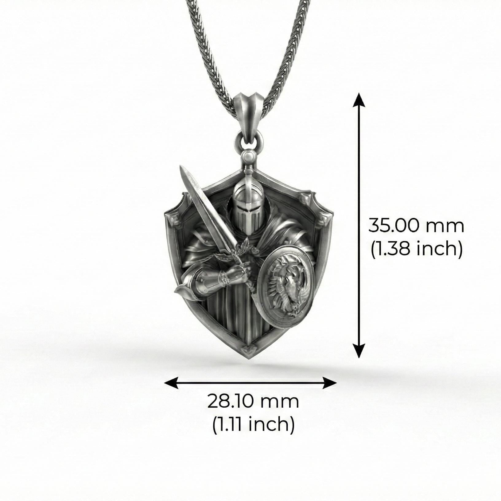 Şövalye Kalkanı Gümüş Kolye Ortaçağ Savaşçı Takısı