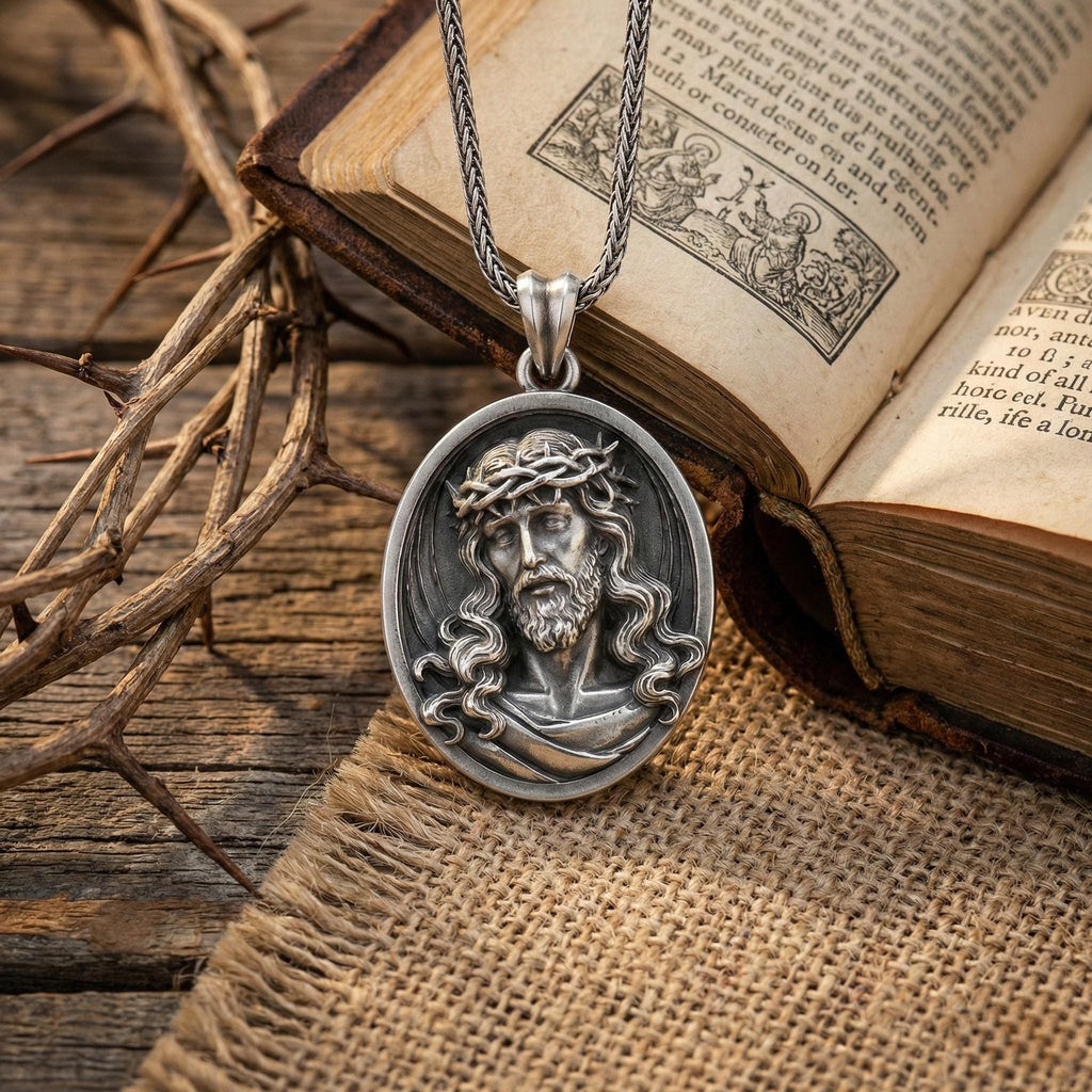 Gümüş İsa Mesih Madalyon Kolye Hristiyan Dini Takı