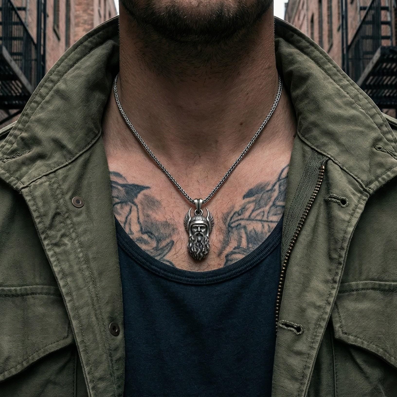 Viking Odin Kolye Ucu Oksitlenmiş Gümüş İskandinav Mitolojisi Temalı Takı