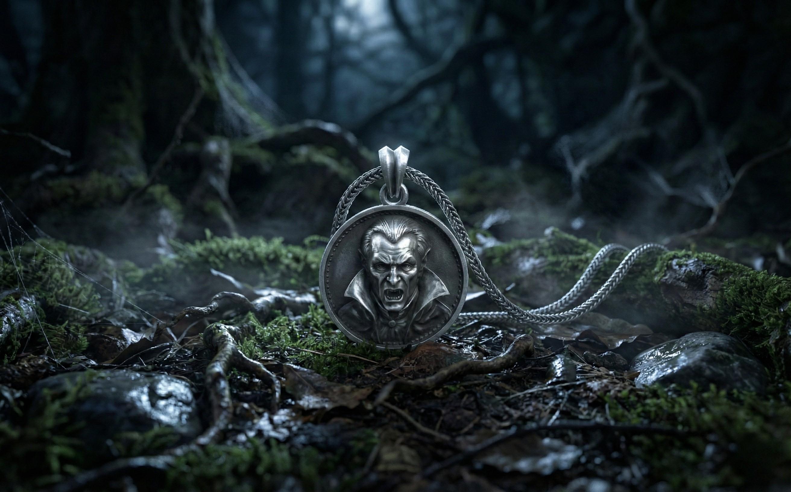 Vampir Madalyon Kolye, Gümüş Gotik Takı