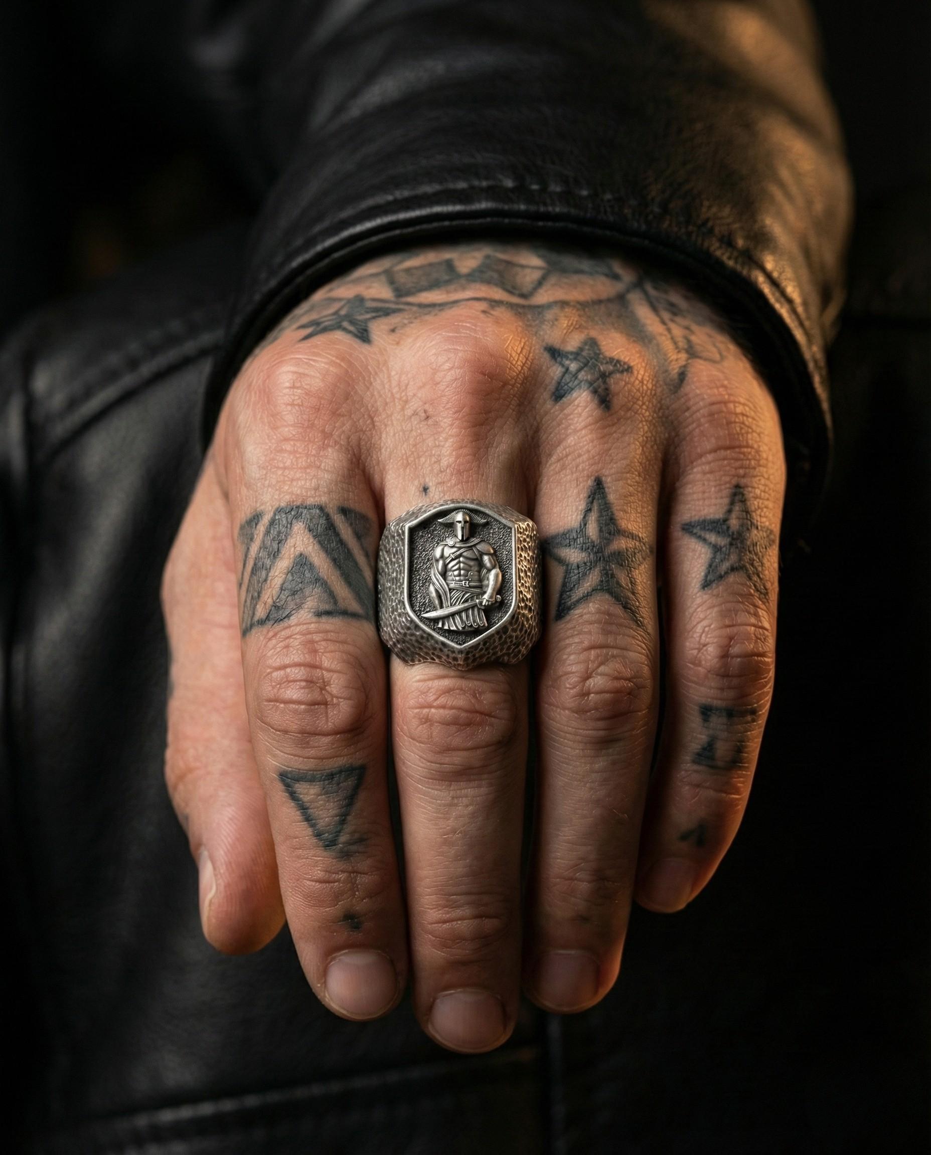 Gümüş Spartalı Savaşçı Yüzüğü – Gladyatör Mühür Yüzüğü