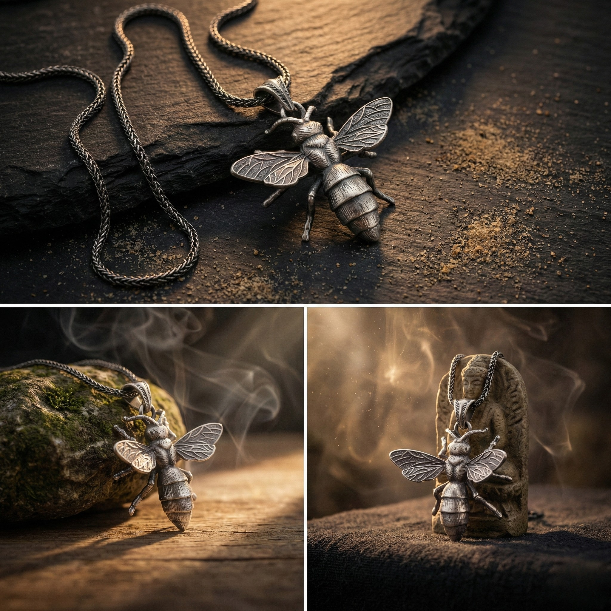 Gotik Arı Kolye Ucu - El Yapımı 925 Ayar Gümüş