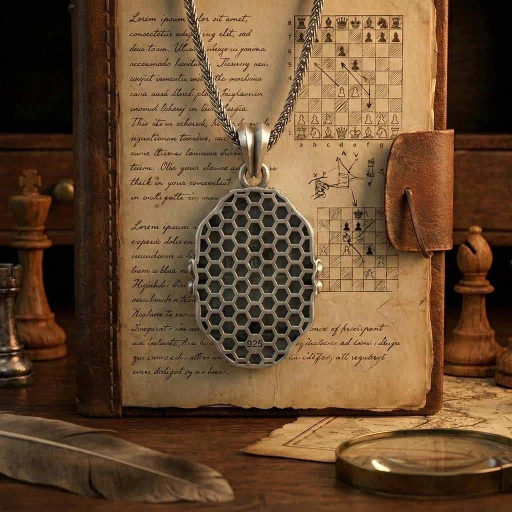Antik Gümüş Satranç Vezir Kolye Ortaçağ Strateji Sembolü Takı
