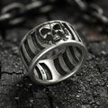 925 Ayar Gümüş Kafatası Yüzüğü – Erkekler için Oksitlenmiş Gotik Kafes Tarzı Yüzük