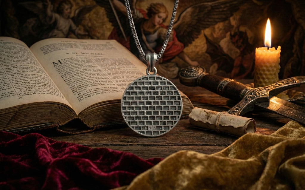 Başmelek Mikail Kolye Antik Gümüş Aziz Mikail Madalyası