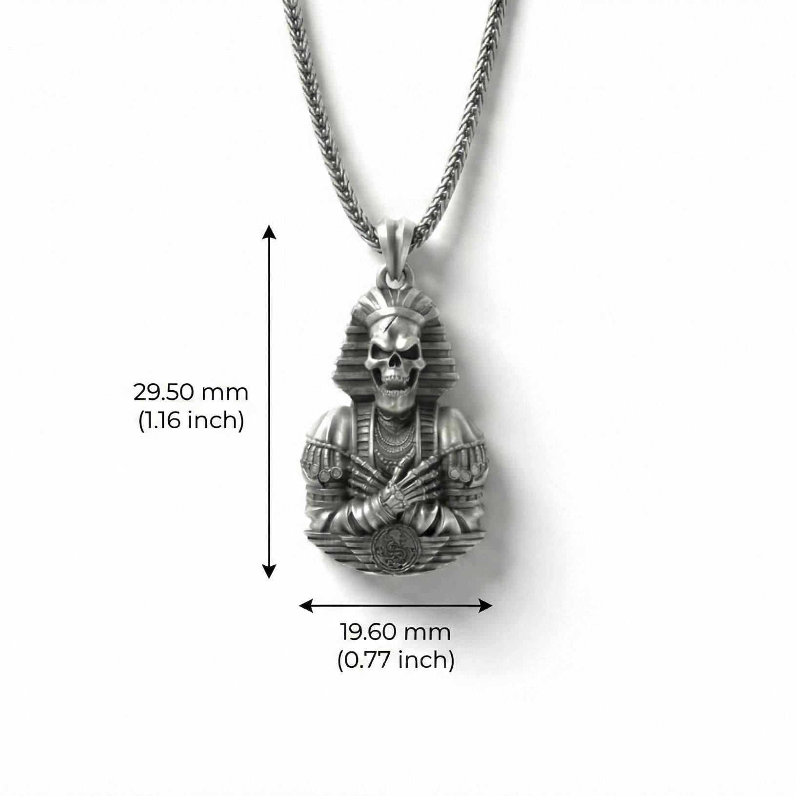 Mısır Kafatası Firavun Gümüş  Kolye