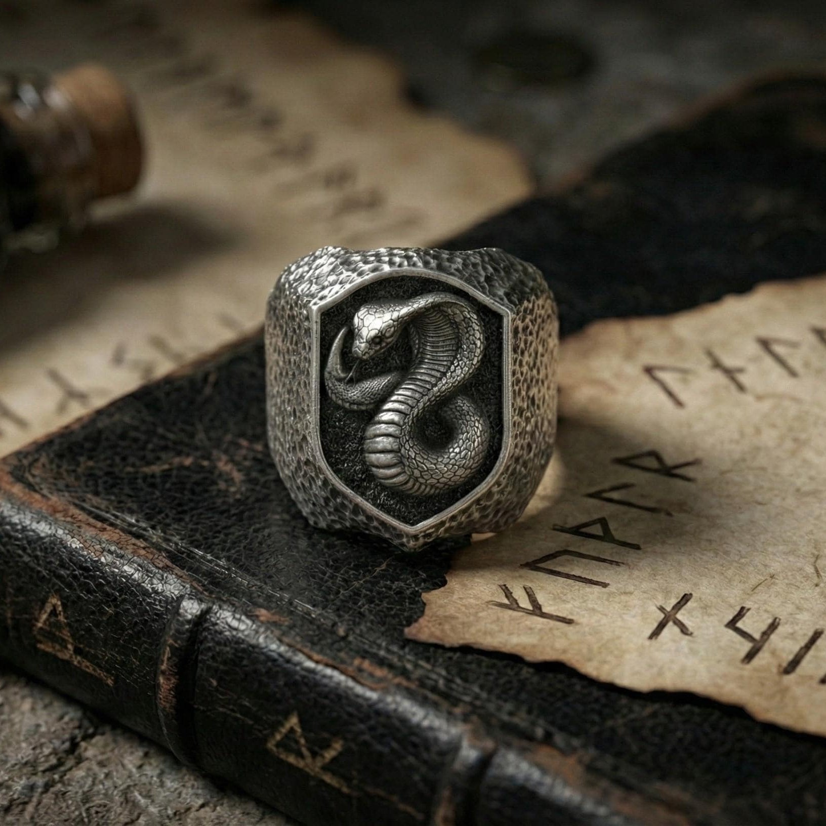 925 Gümüş Yılan Yüzüğü - Unisex Gümüş Hayvan Figürlü Yüzük