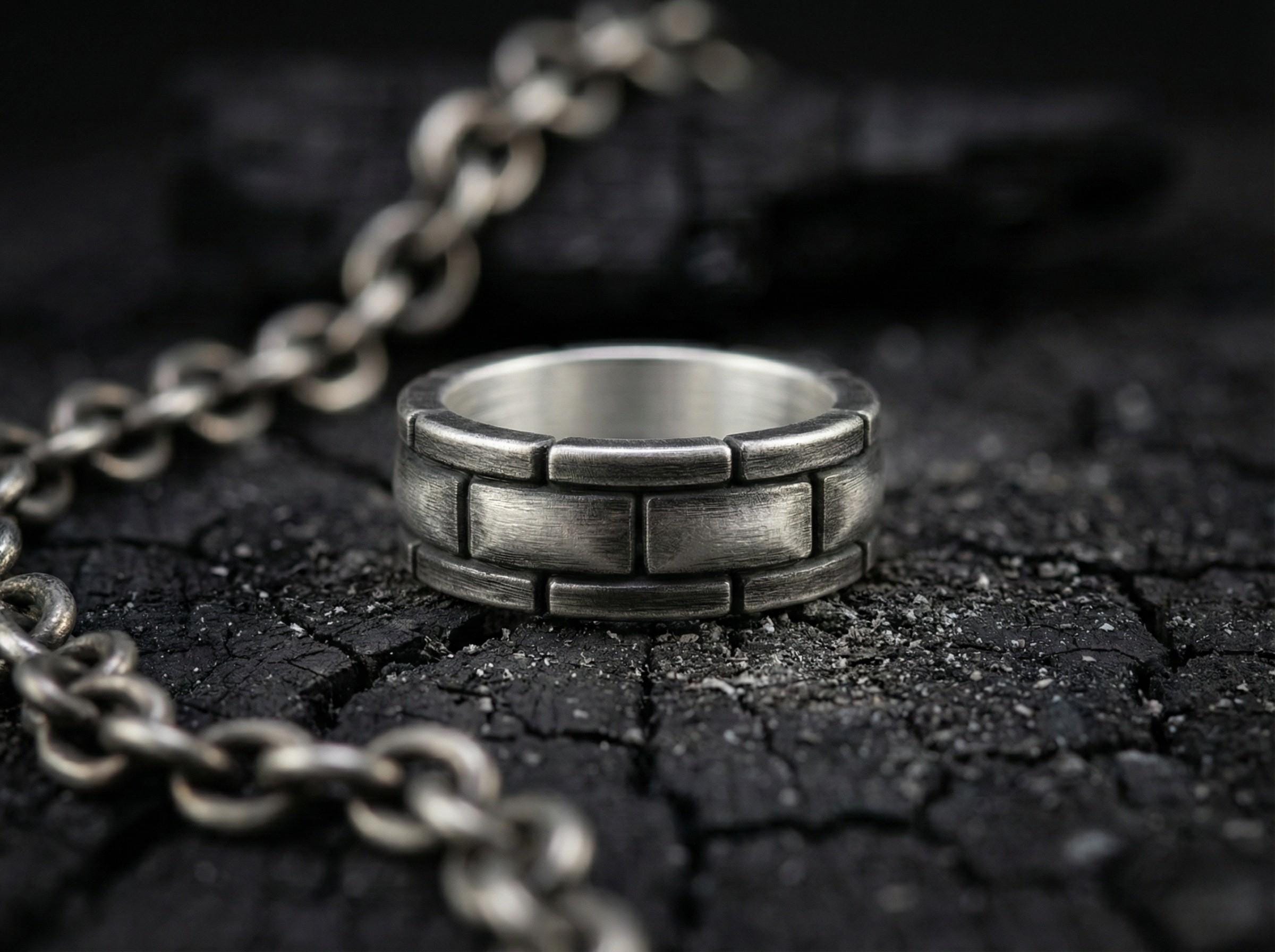 Saat Kordon Stili Gümüş Yüzük – Unisex 925 Ayar Oksitlenmiş Yüzük