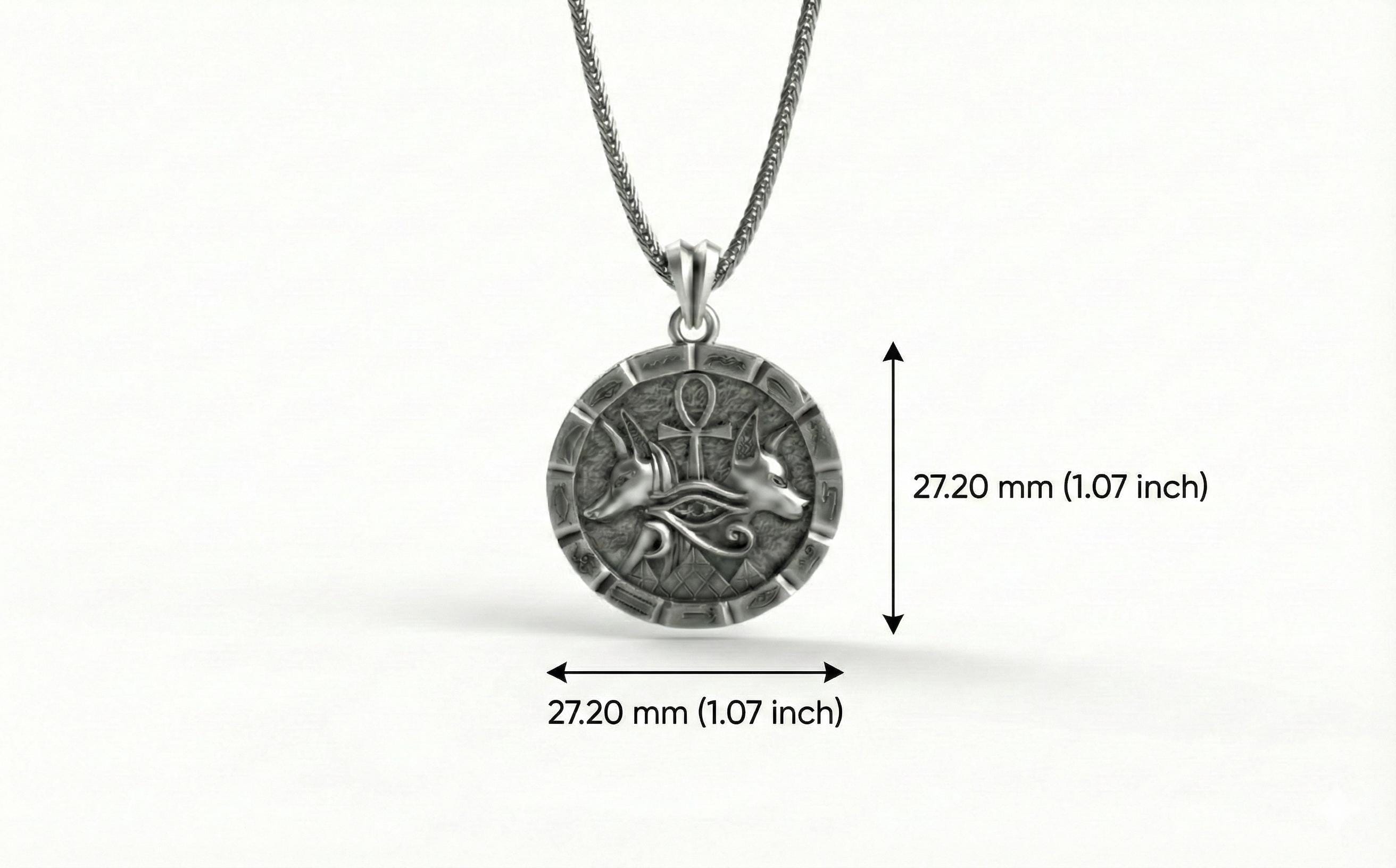 Antik Gümüş Anubis Ankh Horus'un Gözü Kolye Mısır Titolojisi Takı