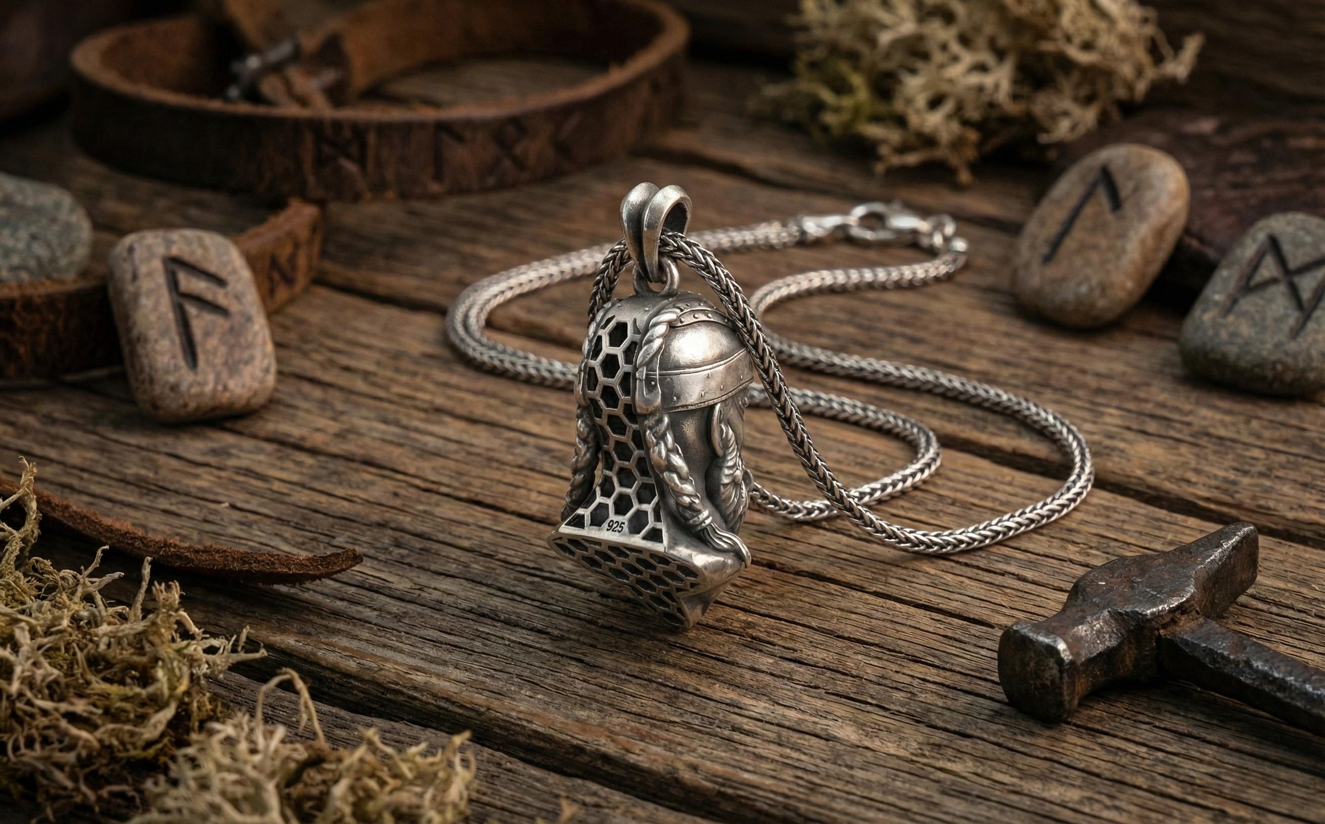 Viking Savaşçısı Kolye Ucu Gümüş İskandinav Mitolojisi Takısı