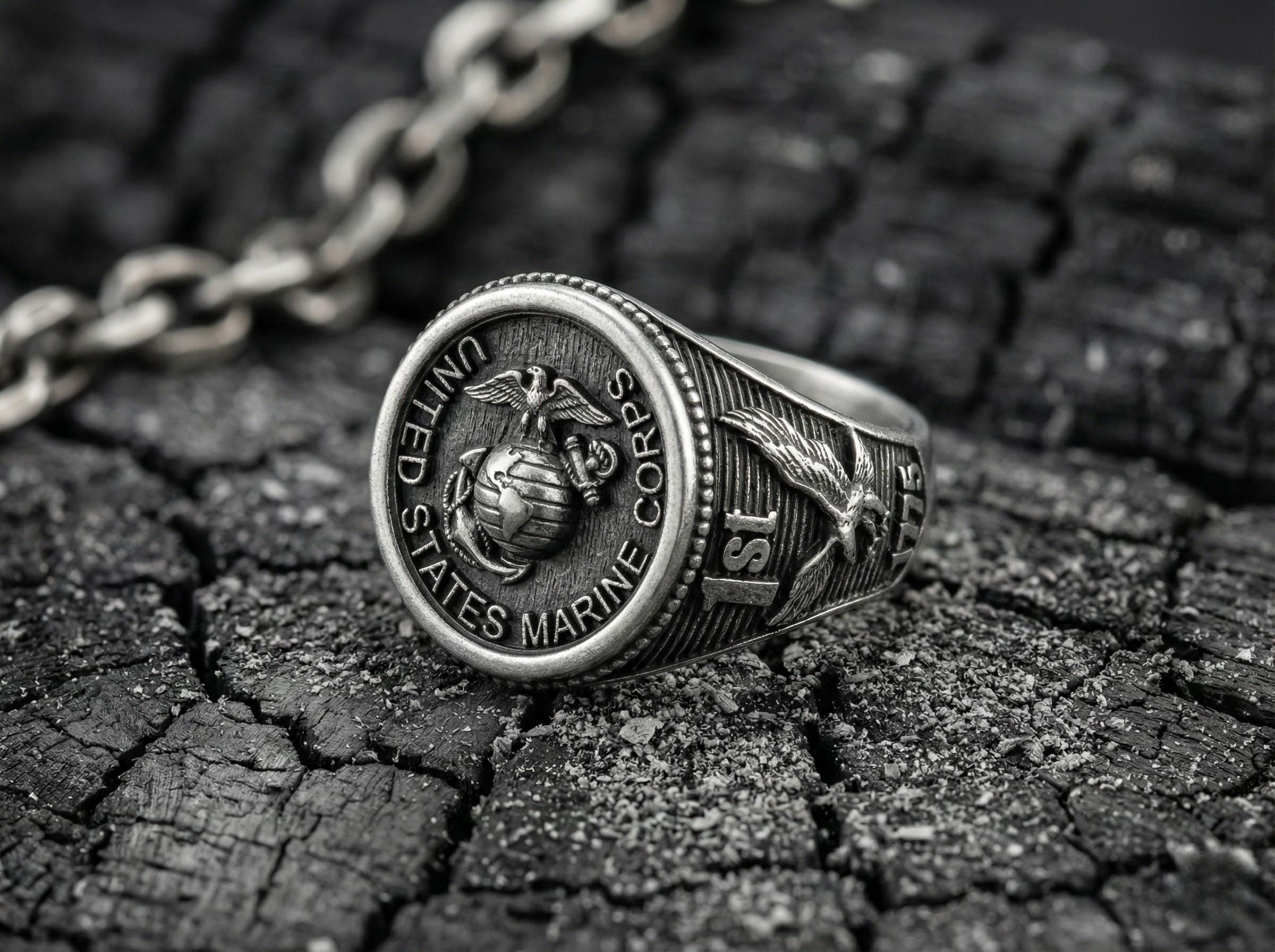 Amerika Deniz Piyadeleri Yüzüğü – ABD Deniz Piyadeleri Askeri Amblemi Yüzüğü