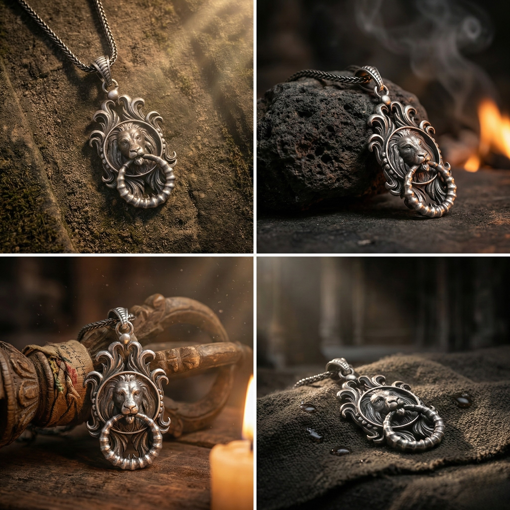 Gotik Aslan Kolye - El Yapımı Oksitli 925 Ayar Gümüş