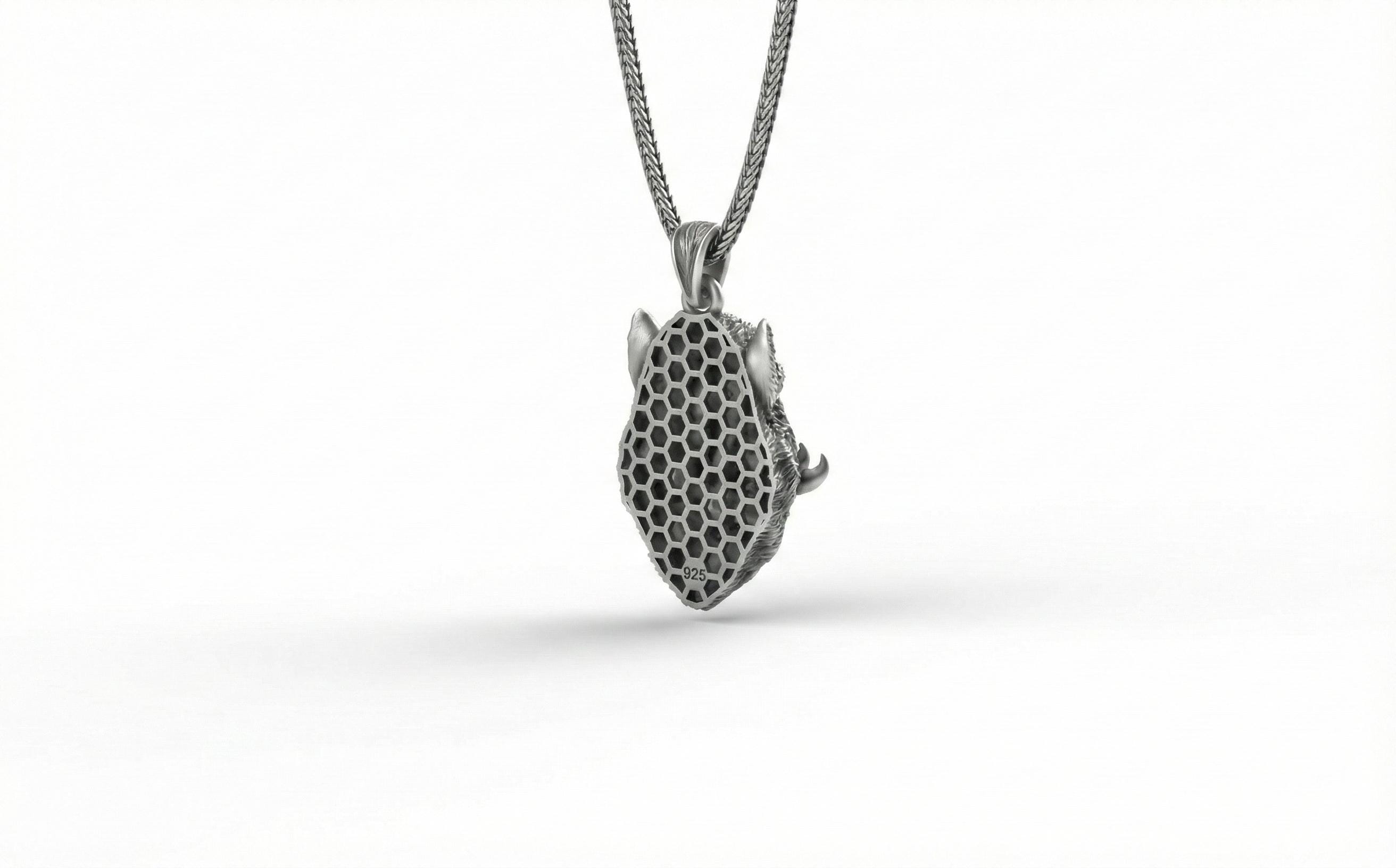 Yaban Domuzu Kolye Gümüş Hayvan Takısı