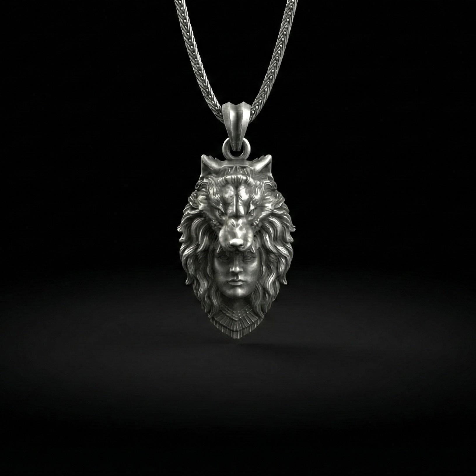 Ulfhednar Kurt Savaşçısı Kolye Ucu Oksitlenmiş Gümüş İskandinav Temalı Kolye