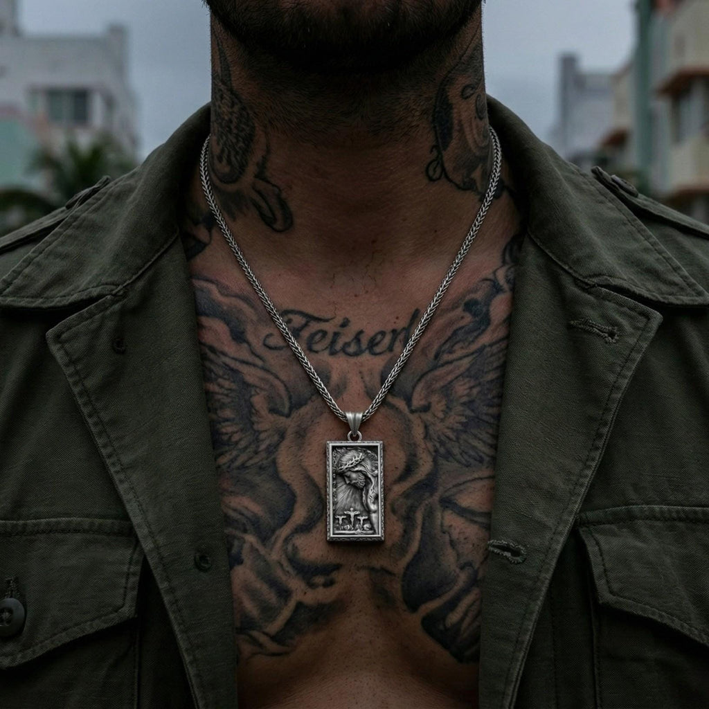 İsa Mesih Kolye Ucu, Oksitlenmiş Gümüş, Dini Takı