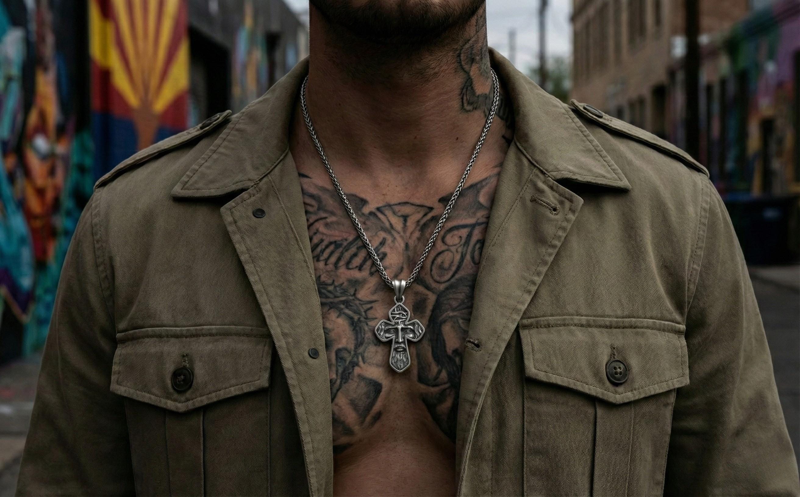 Gümüş İsa Yüzü Haç Kolye Ucu Hristiyan İnanç Takısı