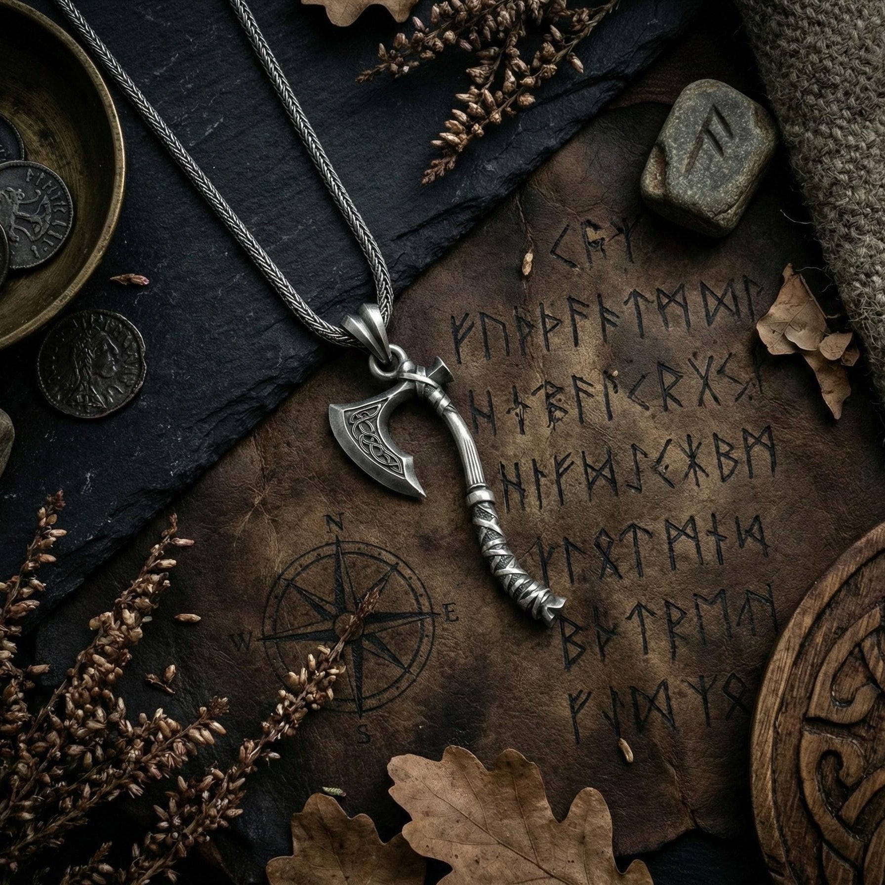 İskandinav Savaş Baltası Kolye Ucu Gümüş Viking Takısı