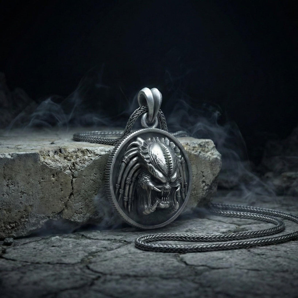 Uzaylı Canavar Kolye Oksitlenmiş Gümüş Korku Temalı Takı