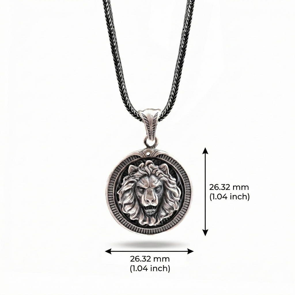 Aslan Kolye: Oksitli 925 Ayar Gümüş - Gotik Erkek Takısı