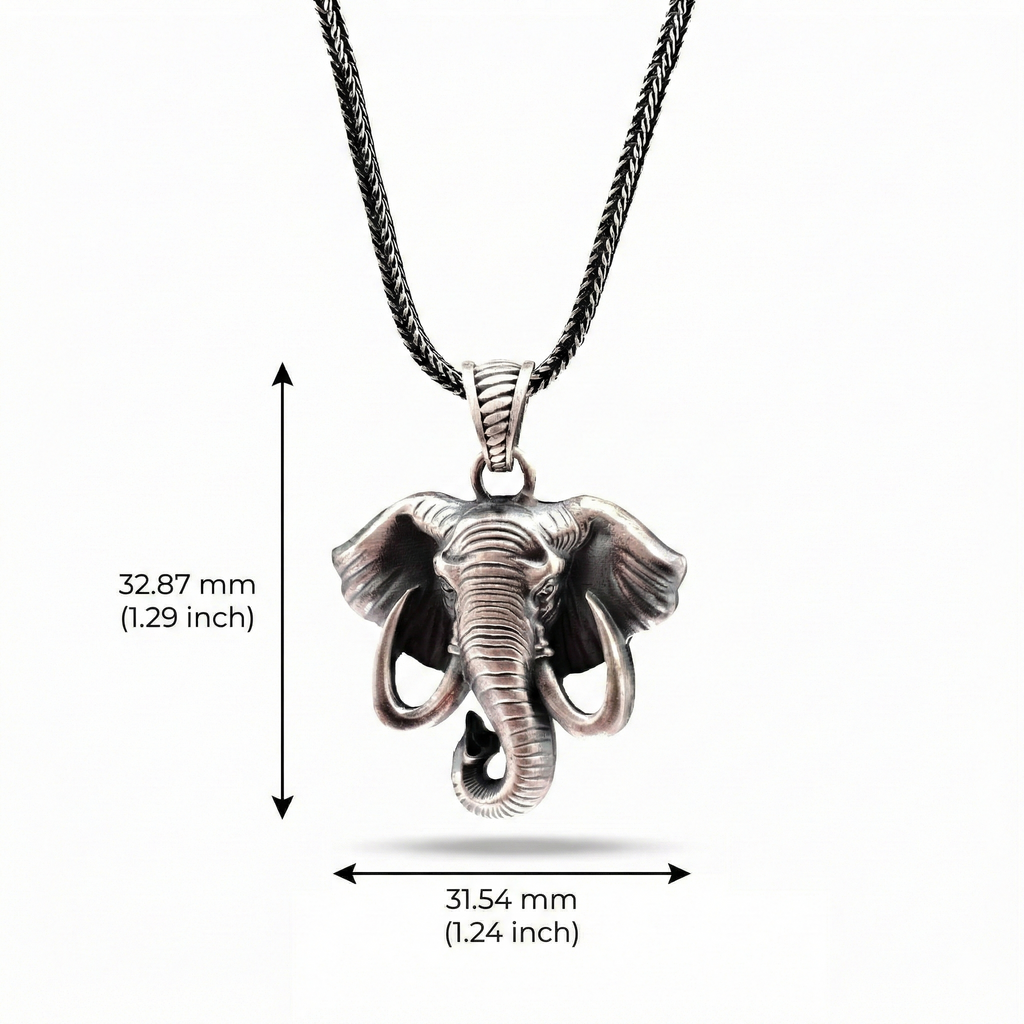 Fil Kolye Ucu: Oksitli Gümüş - El Yapımı Takı