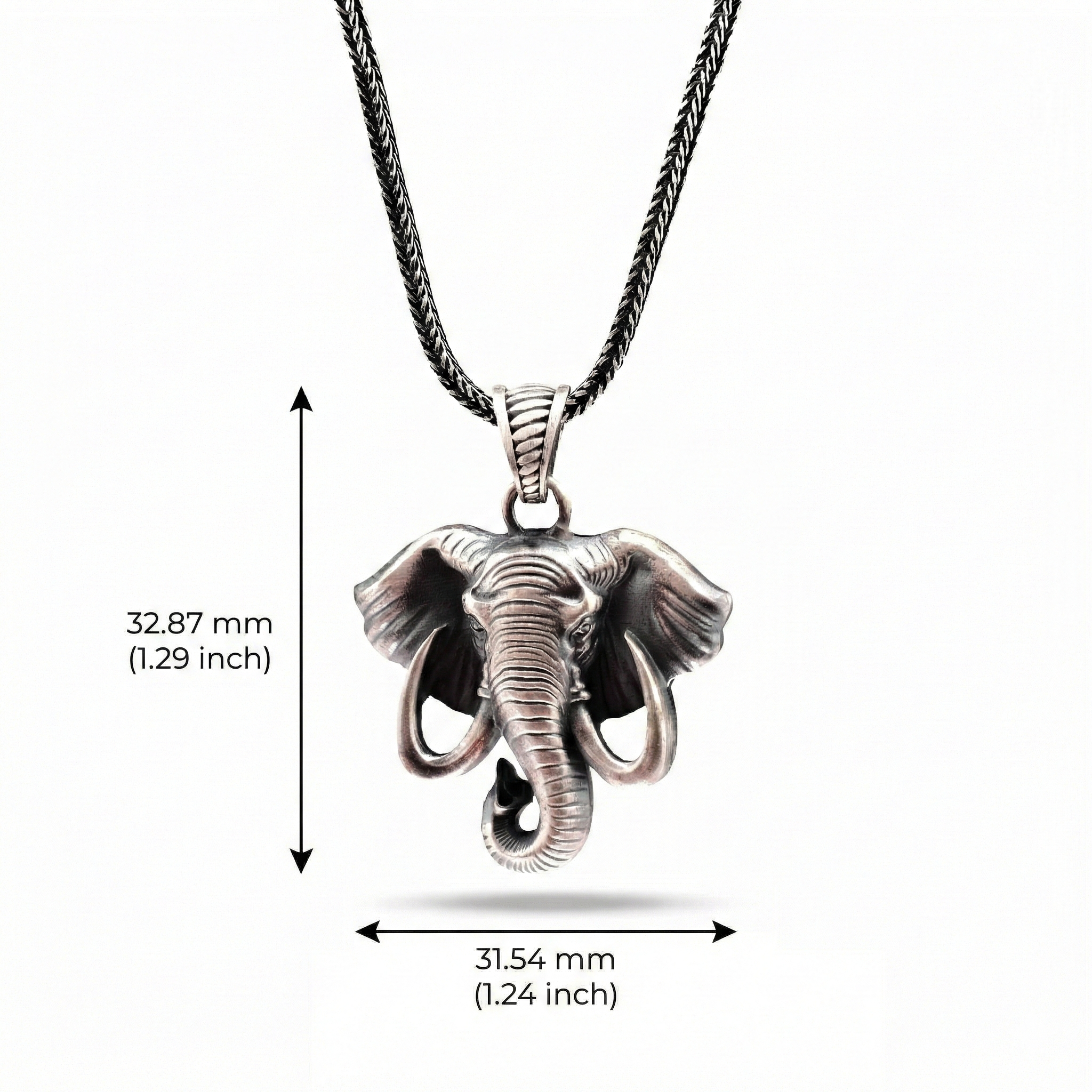 Fil Kolye Ucu: Oksitli Gümüş - El Yapımı Takı