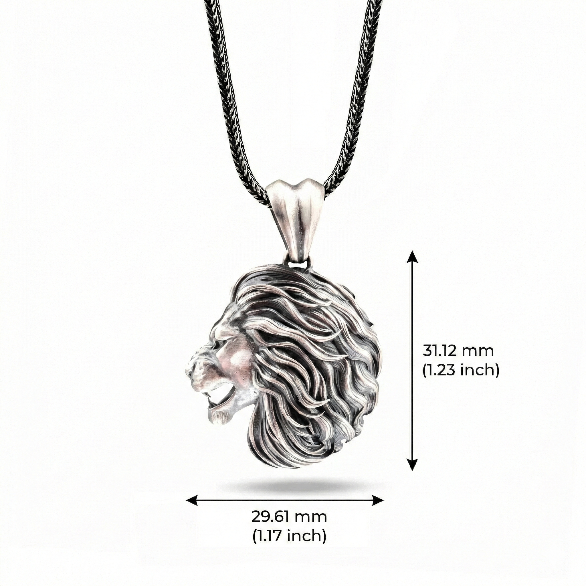 Aslan Kolye: Gotik Oksitli Gümüş - Erkekler İçin El Yapımı