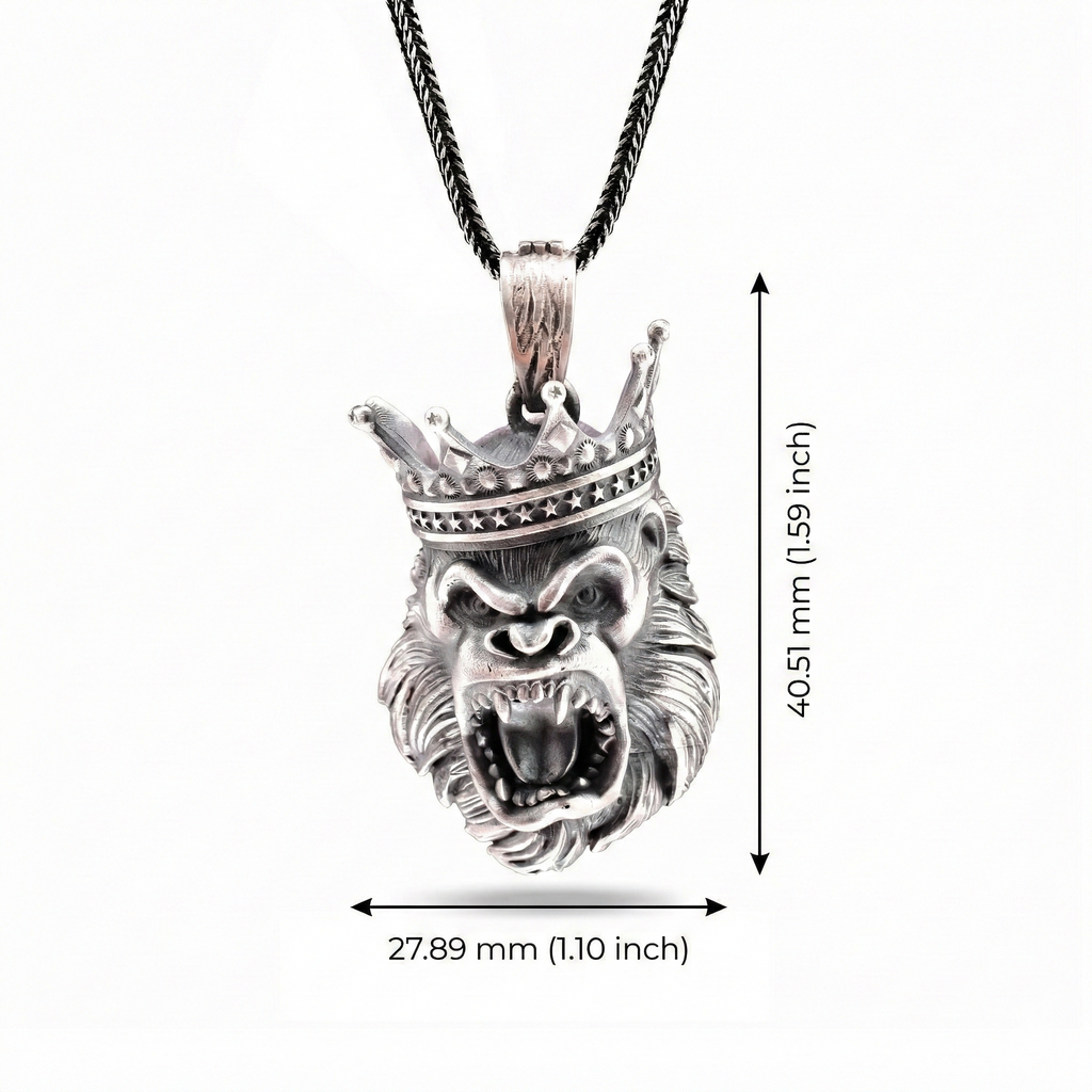 Goril Kolye: El Yapımı Oksitli 925 Ayar Gümüş Erkek Takısı