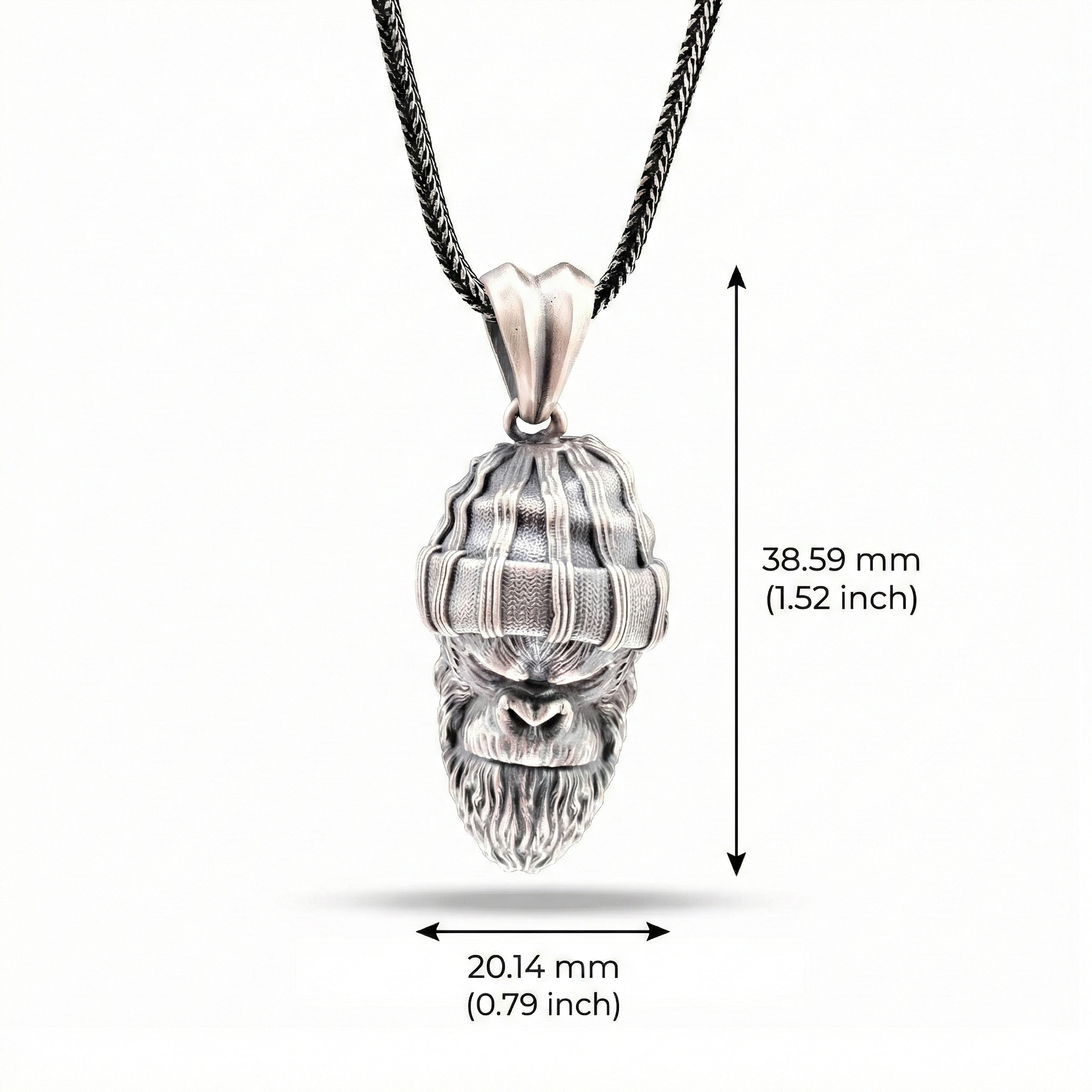 925 Ayar Gümüş Goril Kolye: El Yapımı Oksitli Erkek Kolyesi