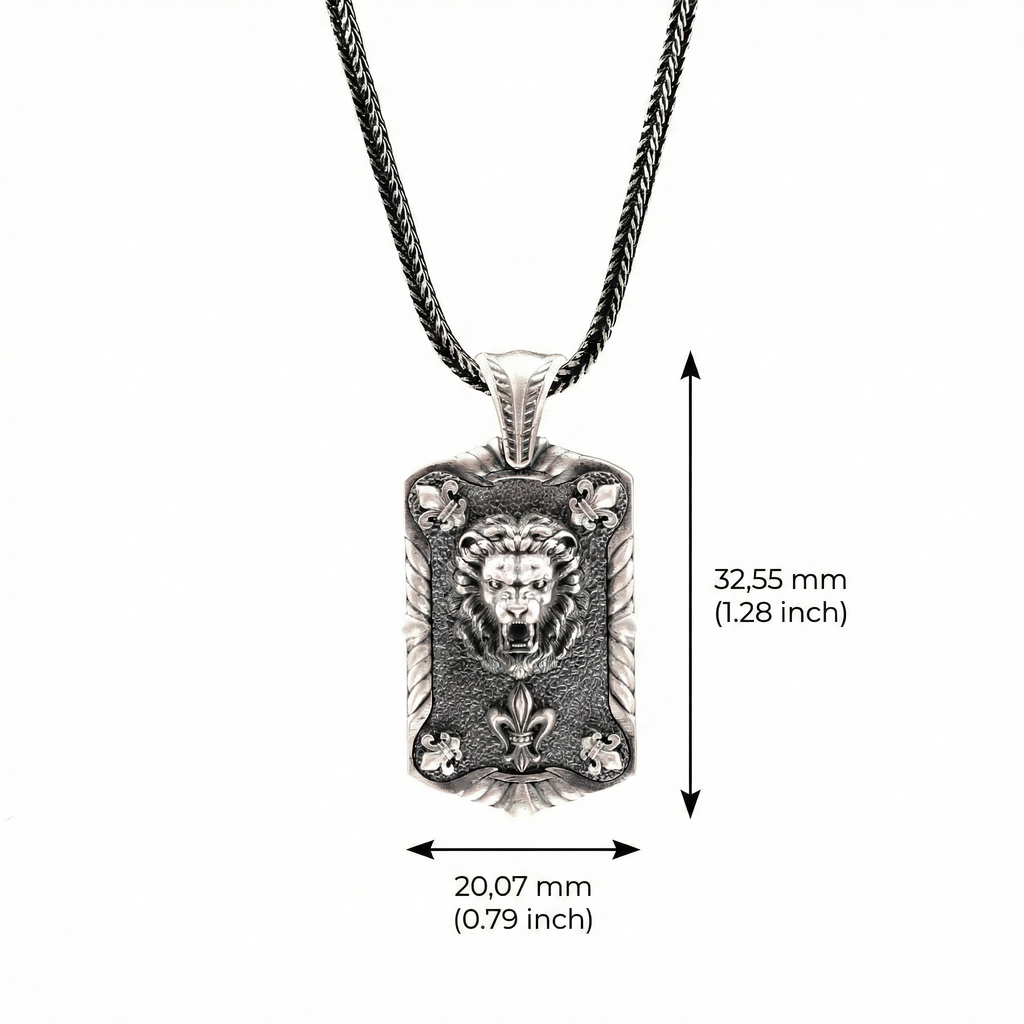 Aslan Kolye: El Yapımı Gotik Oksitli Gümüş Erkekler İçin