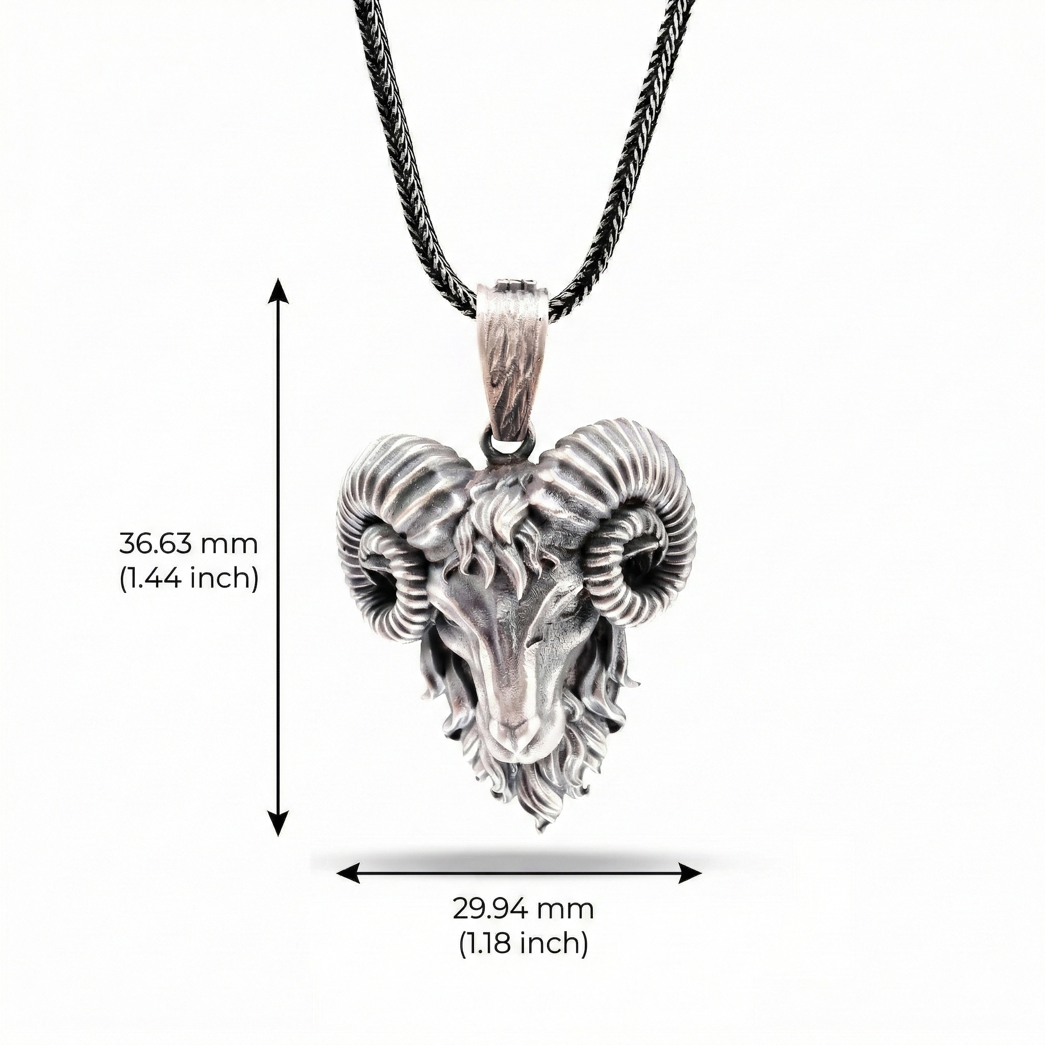 925 Ayar Gümüş Koç Kolye - Oksitli El Yapımı Gotik Kolye