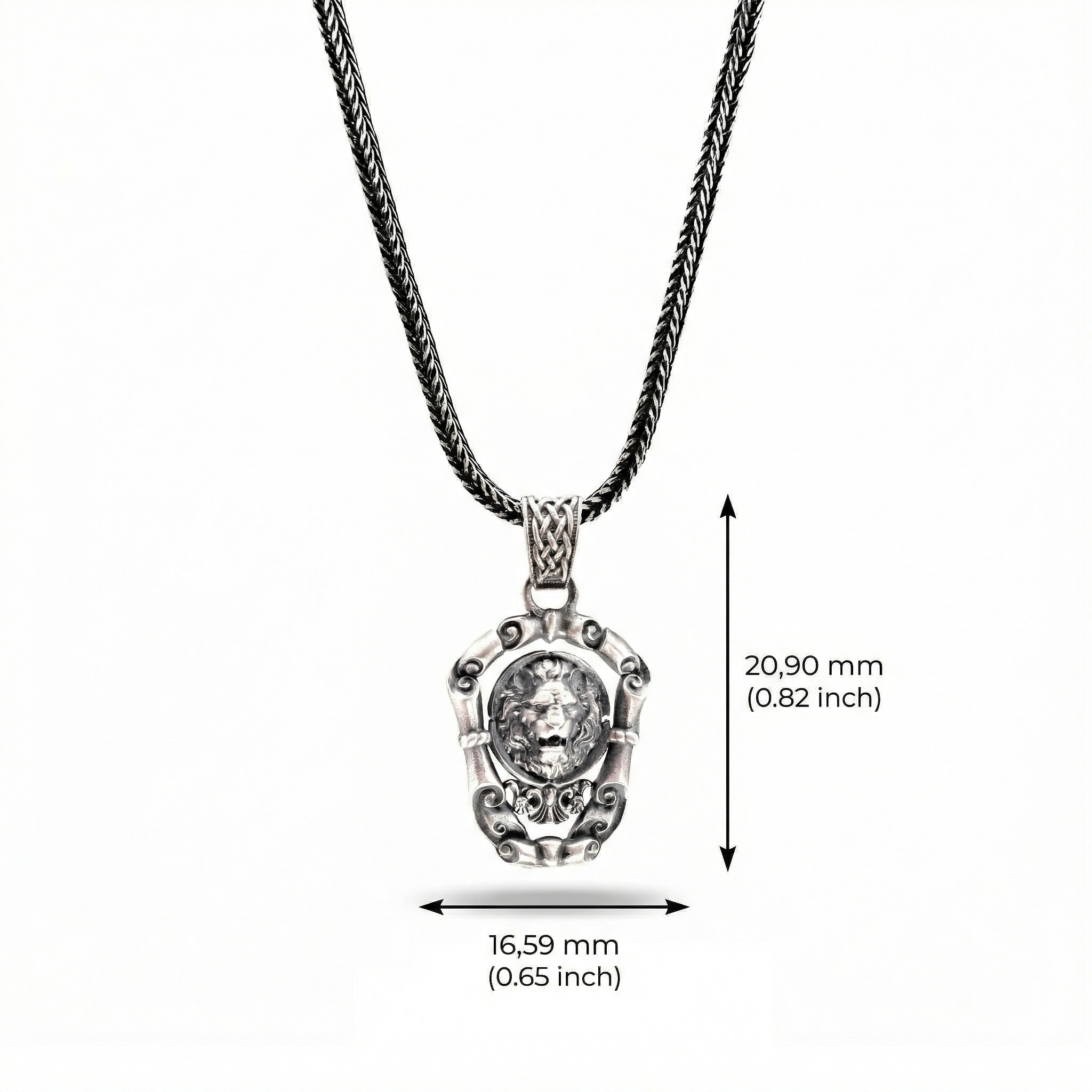 Aslan Kolye: Oksitli 925 Ayar Gümüş - El Yapımı Erkek Takısı