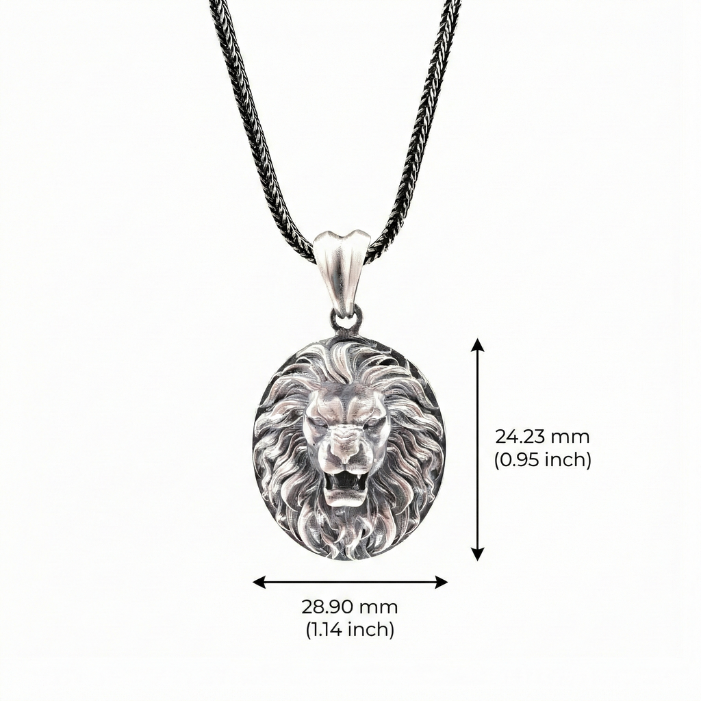 Aslan Kolye: Oksitli Gümüş - El Yapımı Erkek Takısı