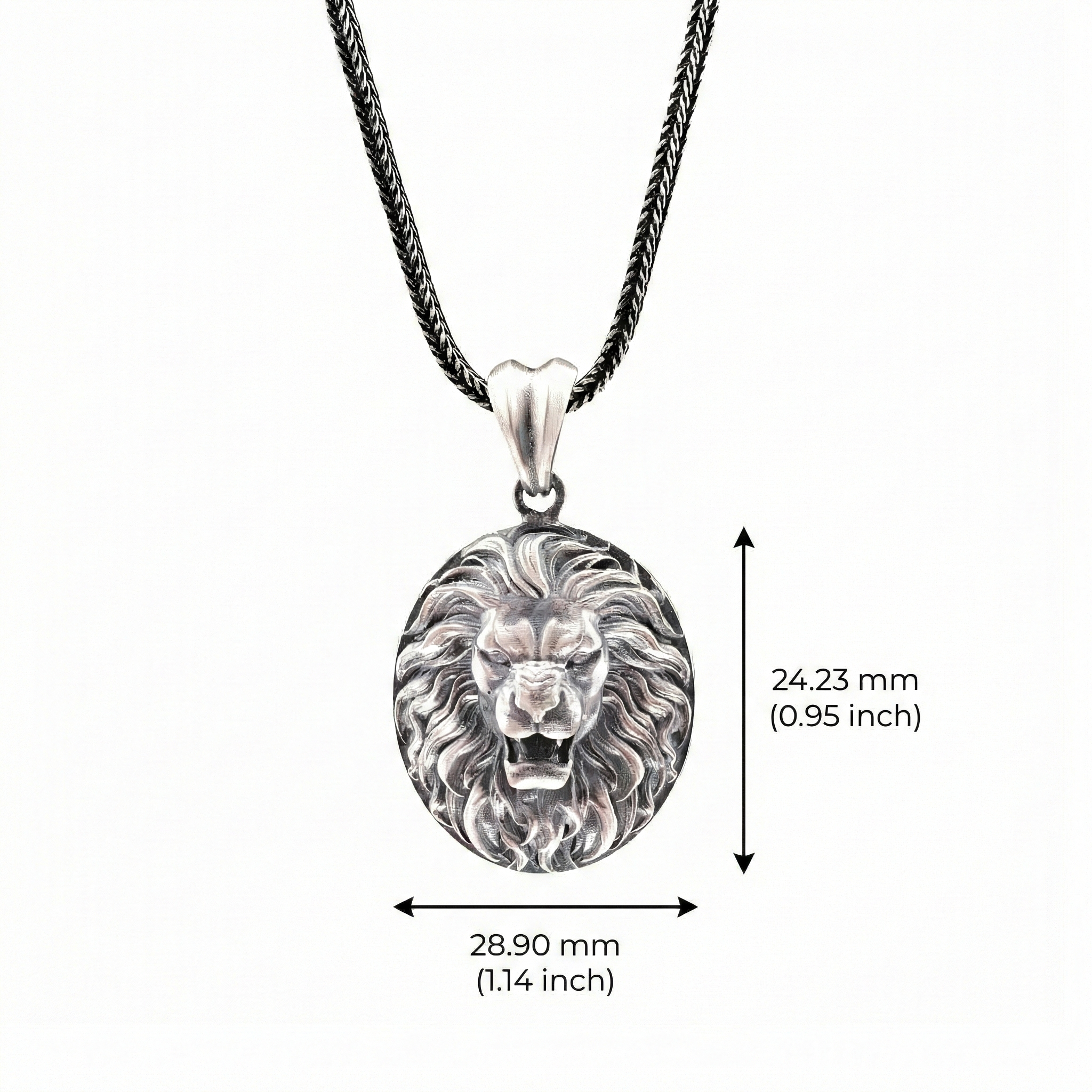 Aslan Kolye: Oksitli Gümüş - El Yapımı Erkek Takısı