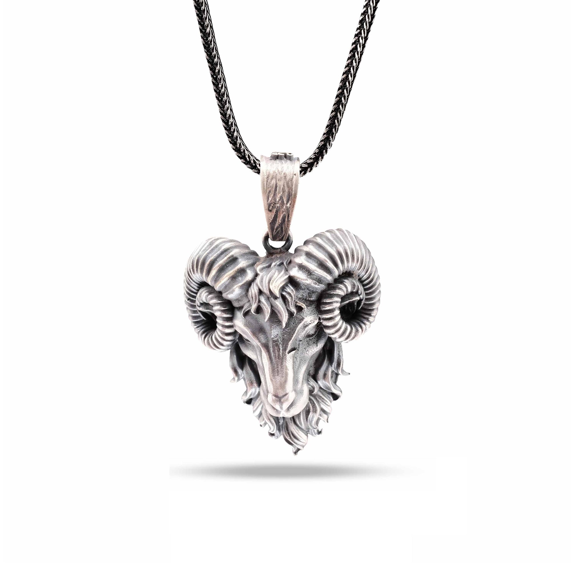 925 Ayar Gümüş Koç Kolye - Oksitli El Yapımı Gotik Kolye