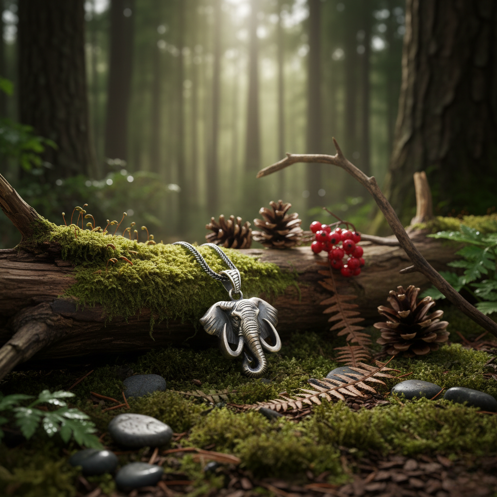 Fil Kolye Ucu: Oksitli Gümüş - El Yapımı Takı