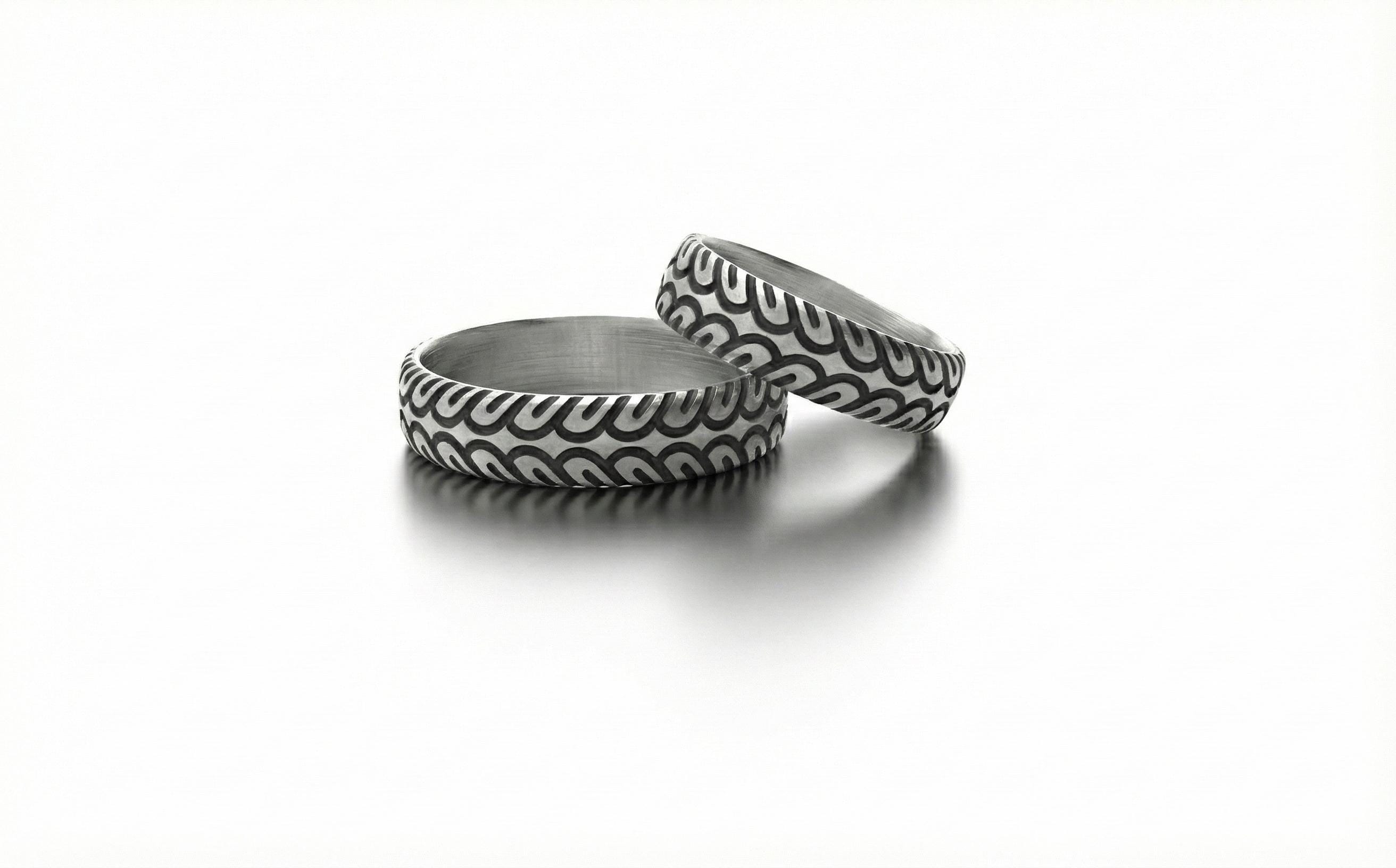 925 Ayar Gümüş Arazi Lastiği Desenli Unisex Yüzük