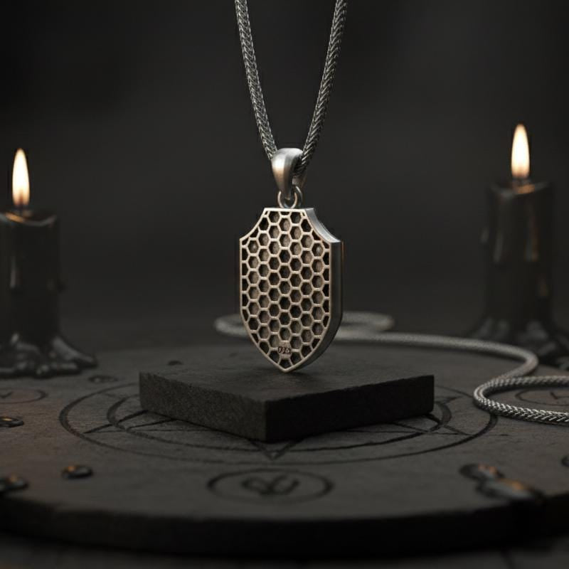 Taçlı Kafatası Oksitlenmiş Gümüş Kolye