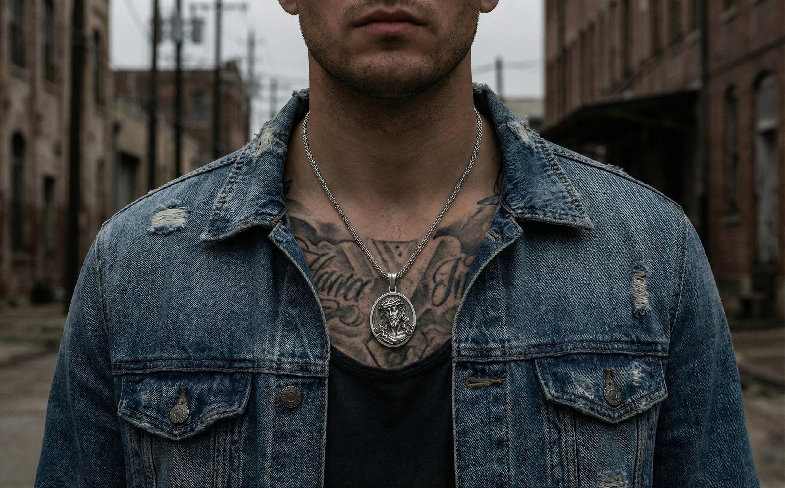 Gümüş İsa Mesih Madalyon Kolye Hristiyan Dini Takı