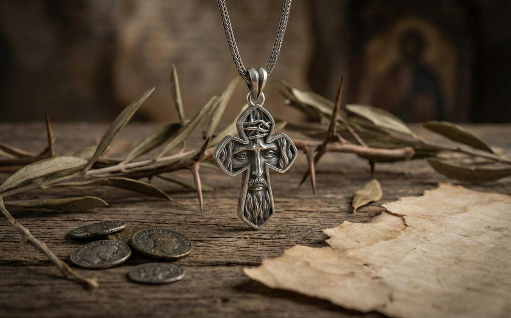 Gümüş İsa Yüzü Haç Kolye Ucu Hristiyan İnanç Takısı