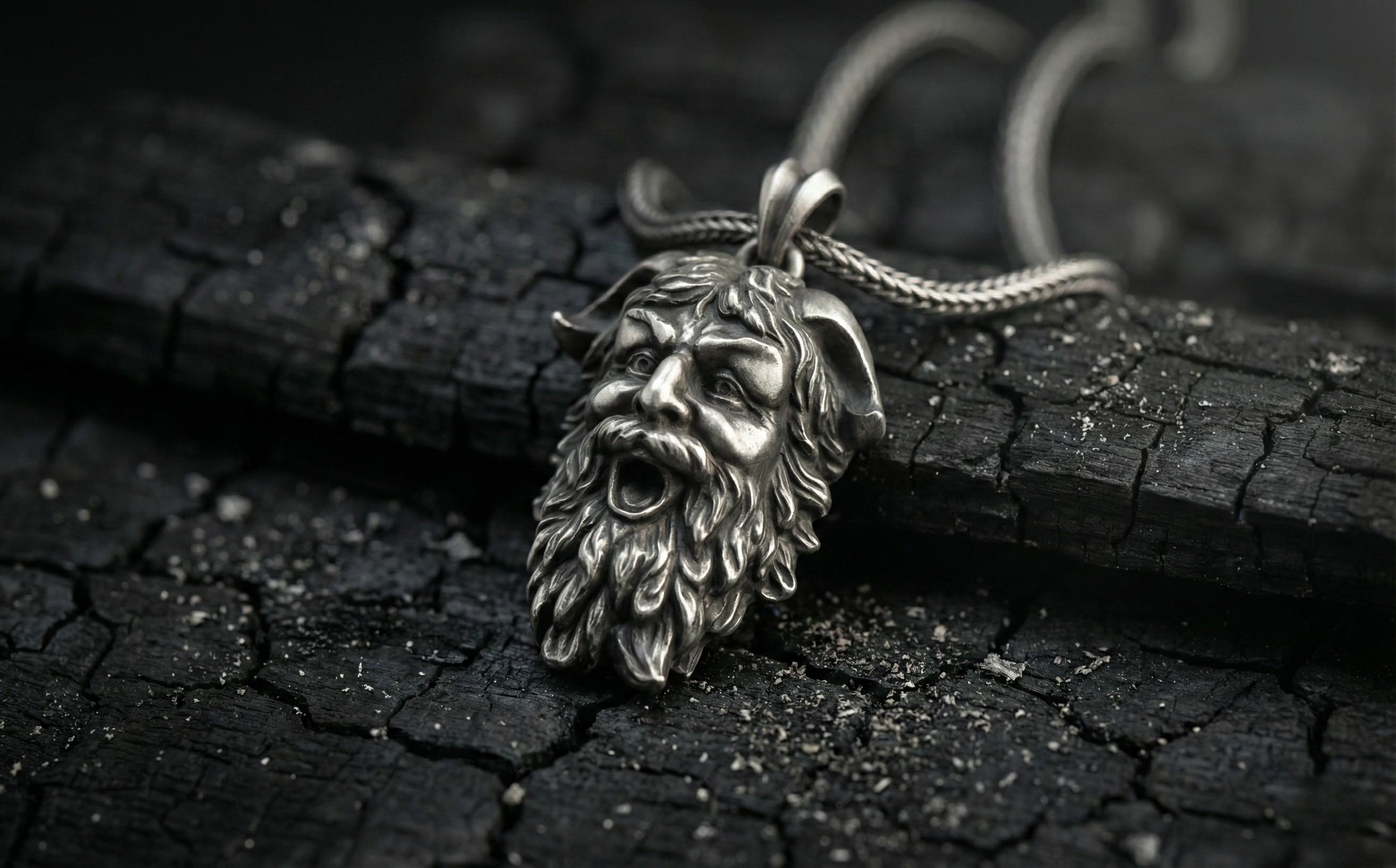 Efsanevi Orman Tanrısı Gümüş Kolye Ucu