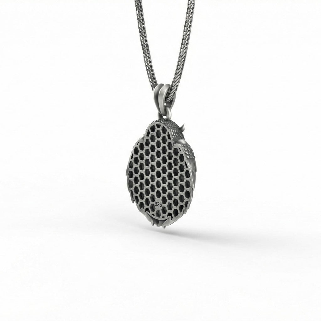 Baykuş Kafatası Kolye Ucu, Oksitlenmiş Gümüş, Gotik Bilgelik Temalı Takı