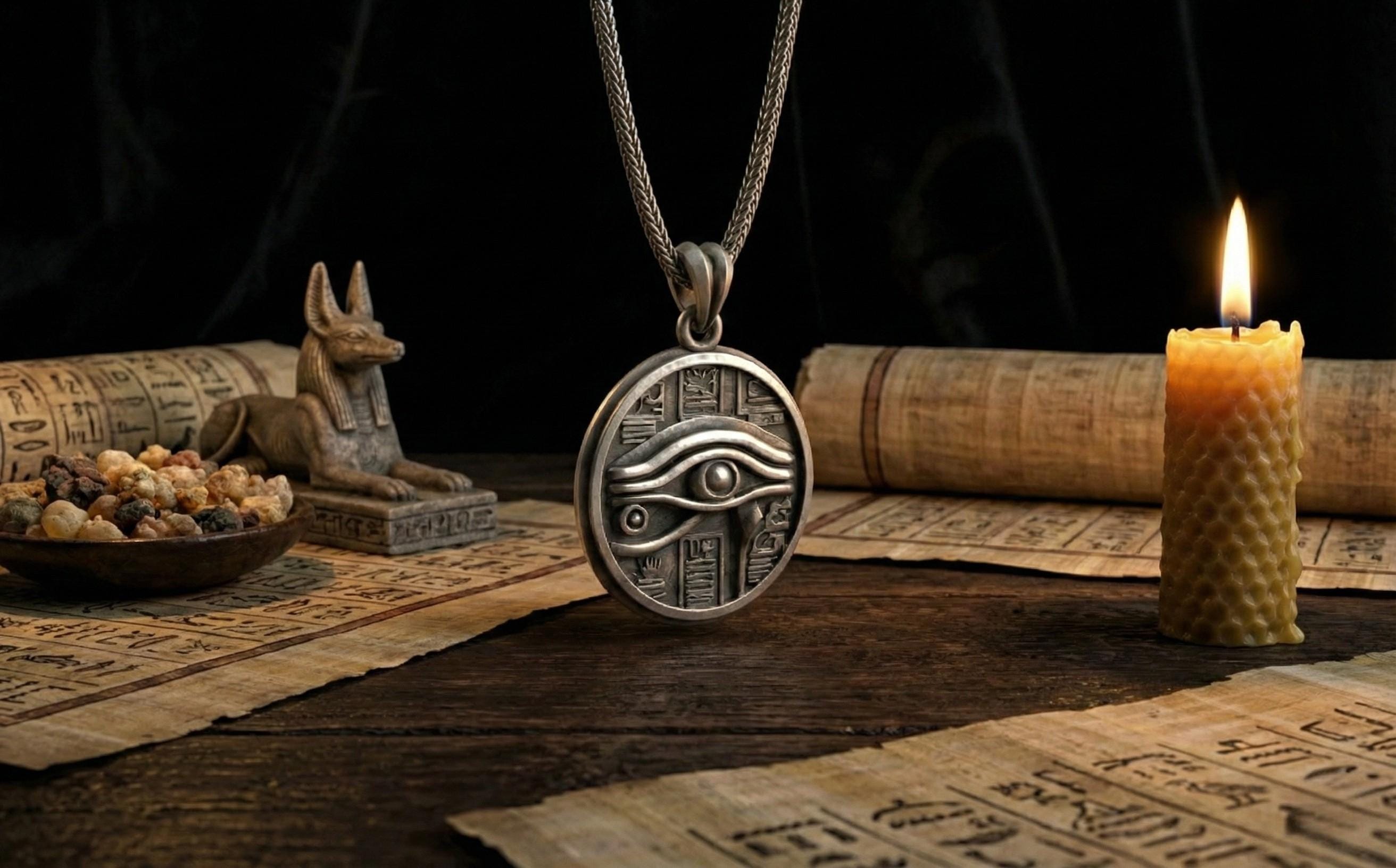 Horus'un Gözü Gümüş Kolye Antik Mısır Mitolojisi Takısı