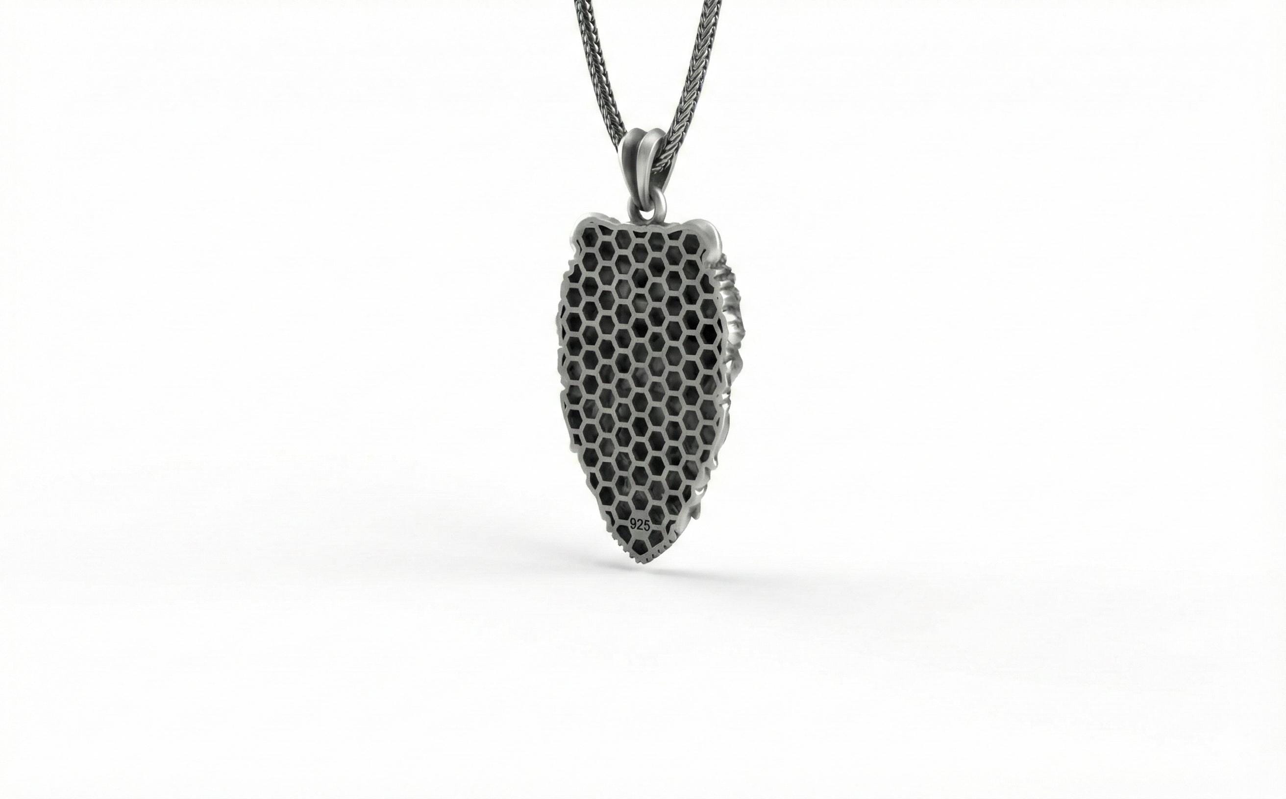 Aslan Başı Takan Avcı Kolye Gümüş Savaşçı Temalı Takı