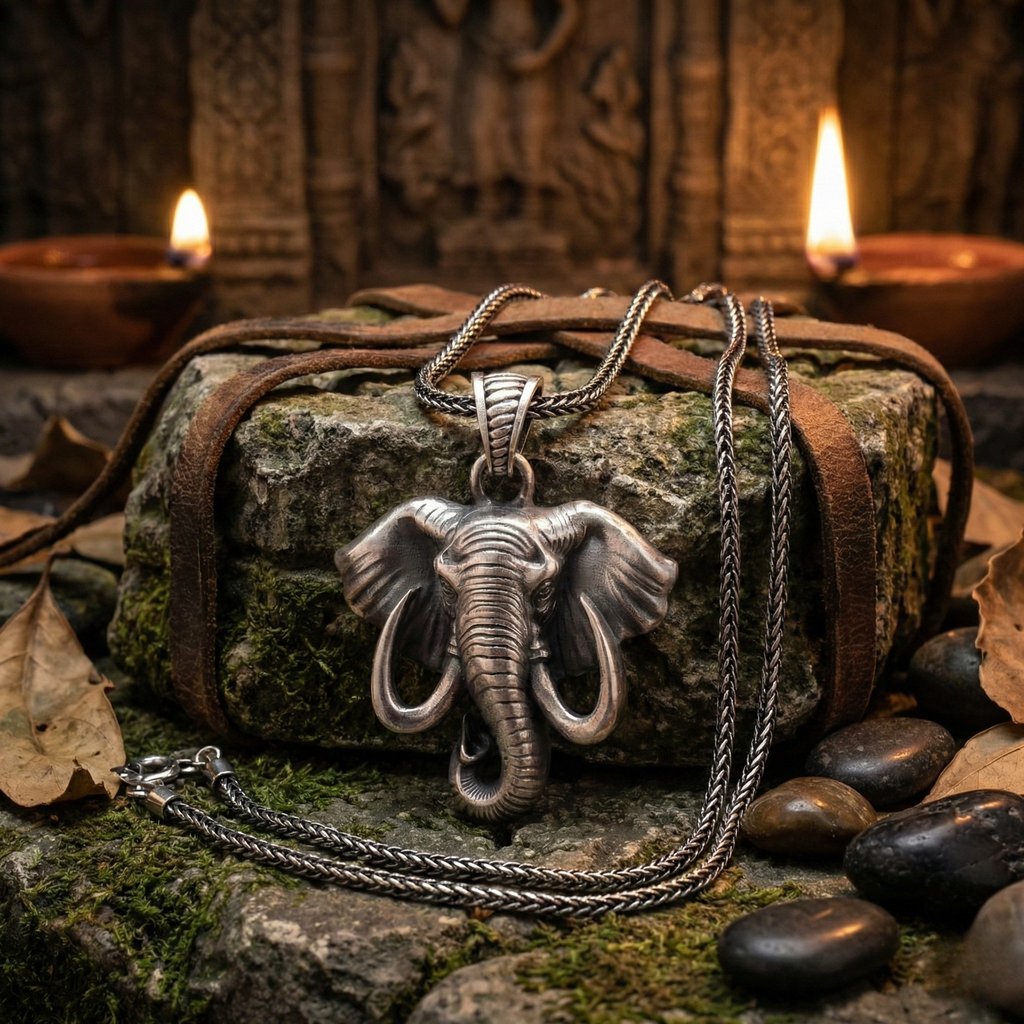 Fil Kolye Ucu: Oksitli Gümüş - El Yapımı Takı