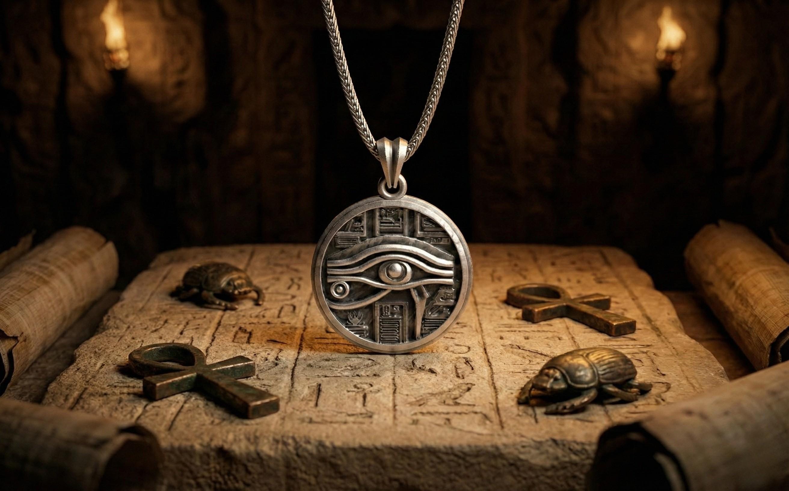 Horus'un Gözü Gümüş Kolye Antik Mısır Mitolojisi Takısı