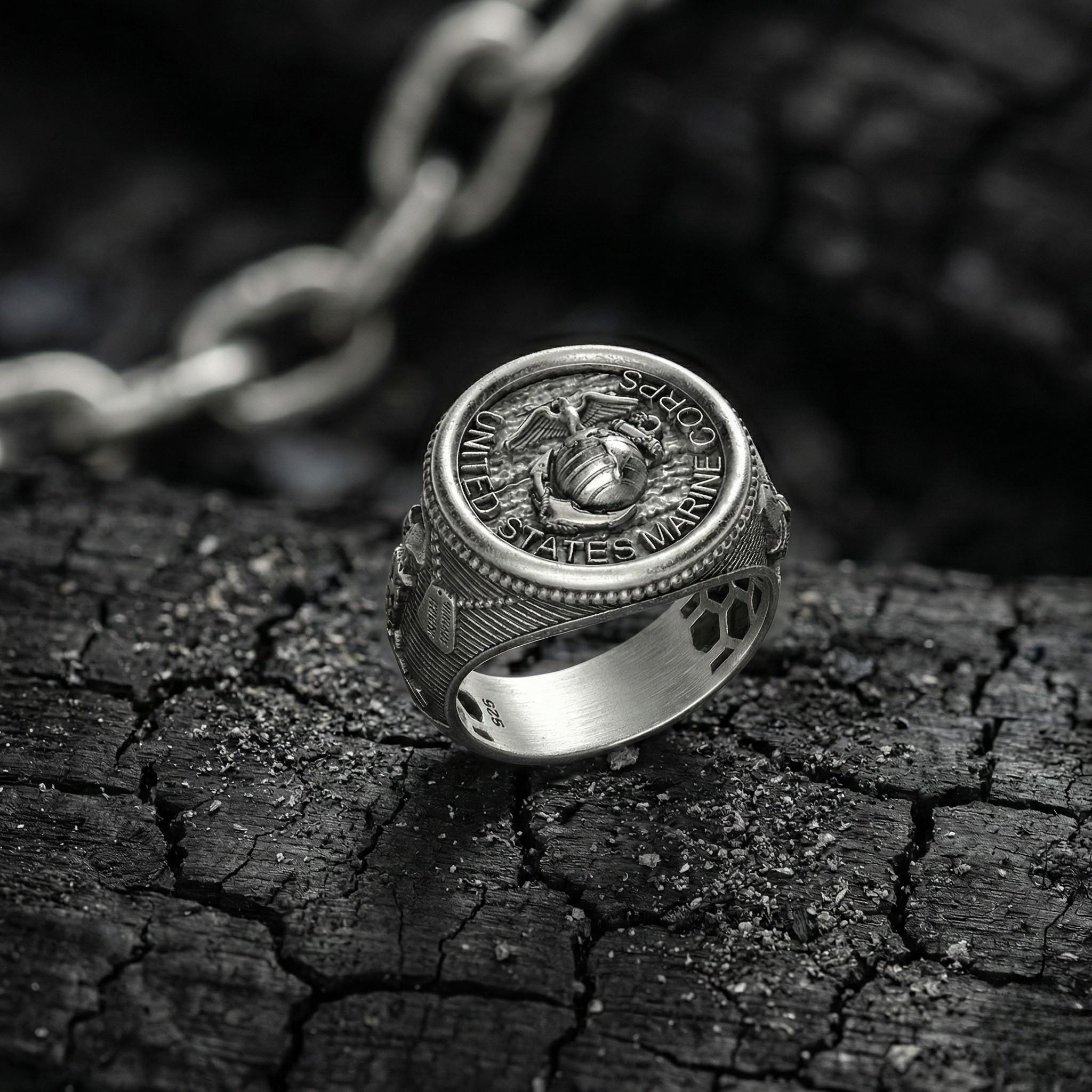 Amerika Deniz Piyadeleri Yüzüğü – ABD Deniz Piyadeleri Askeri Amblemi Yüzüğü